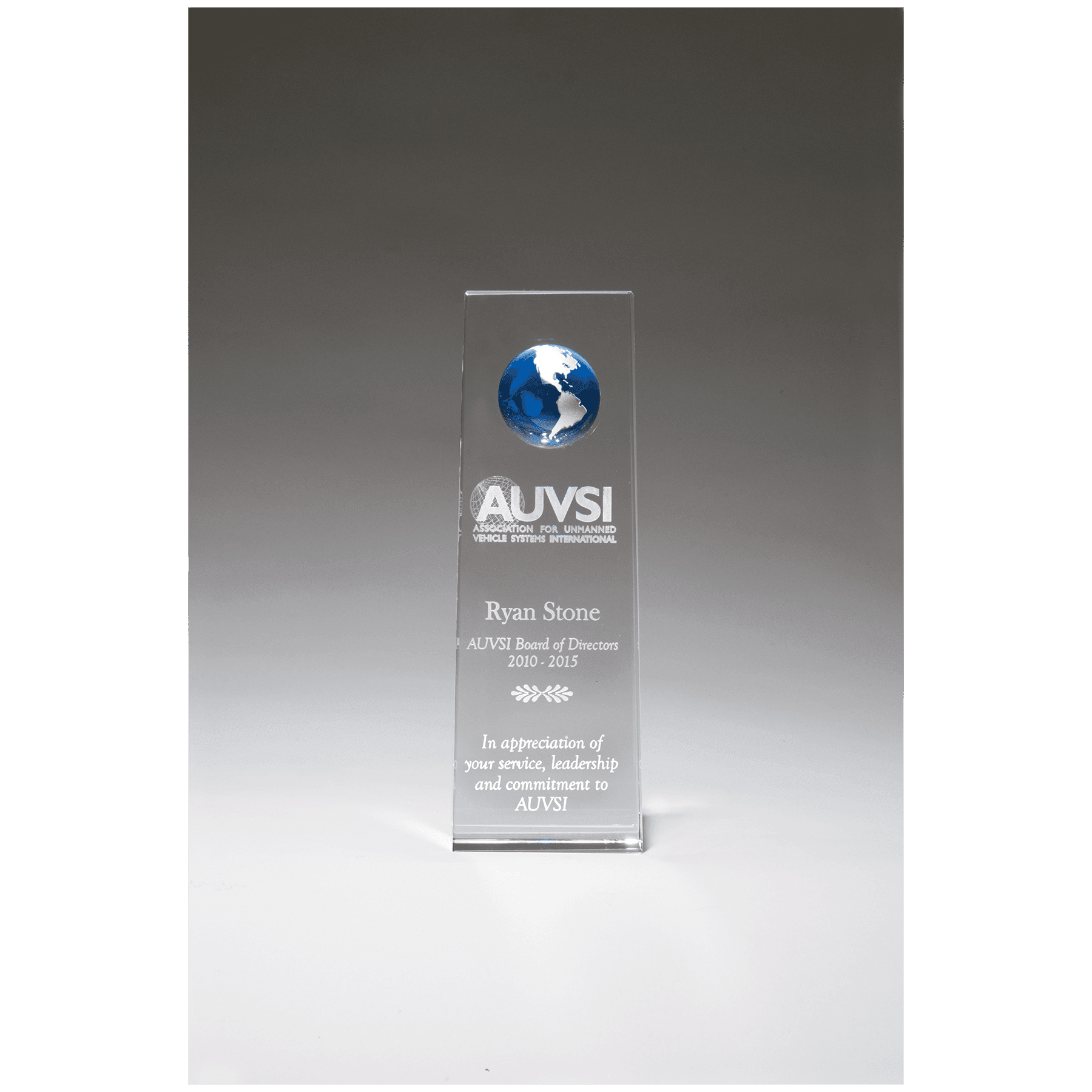 2 3/4" x 8" Crystal Trophy with Blue Globe