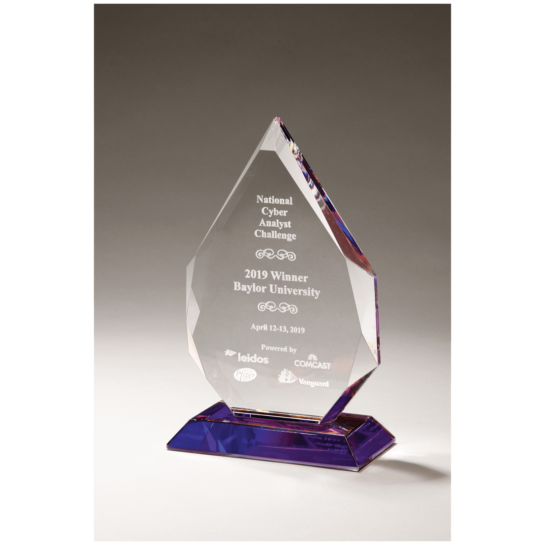 5" x 7 5/8" Flame Series Crystal with Prism-Effect Base