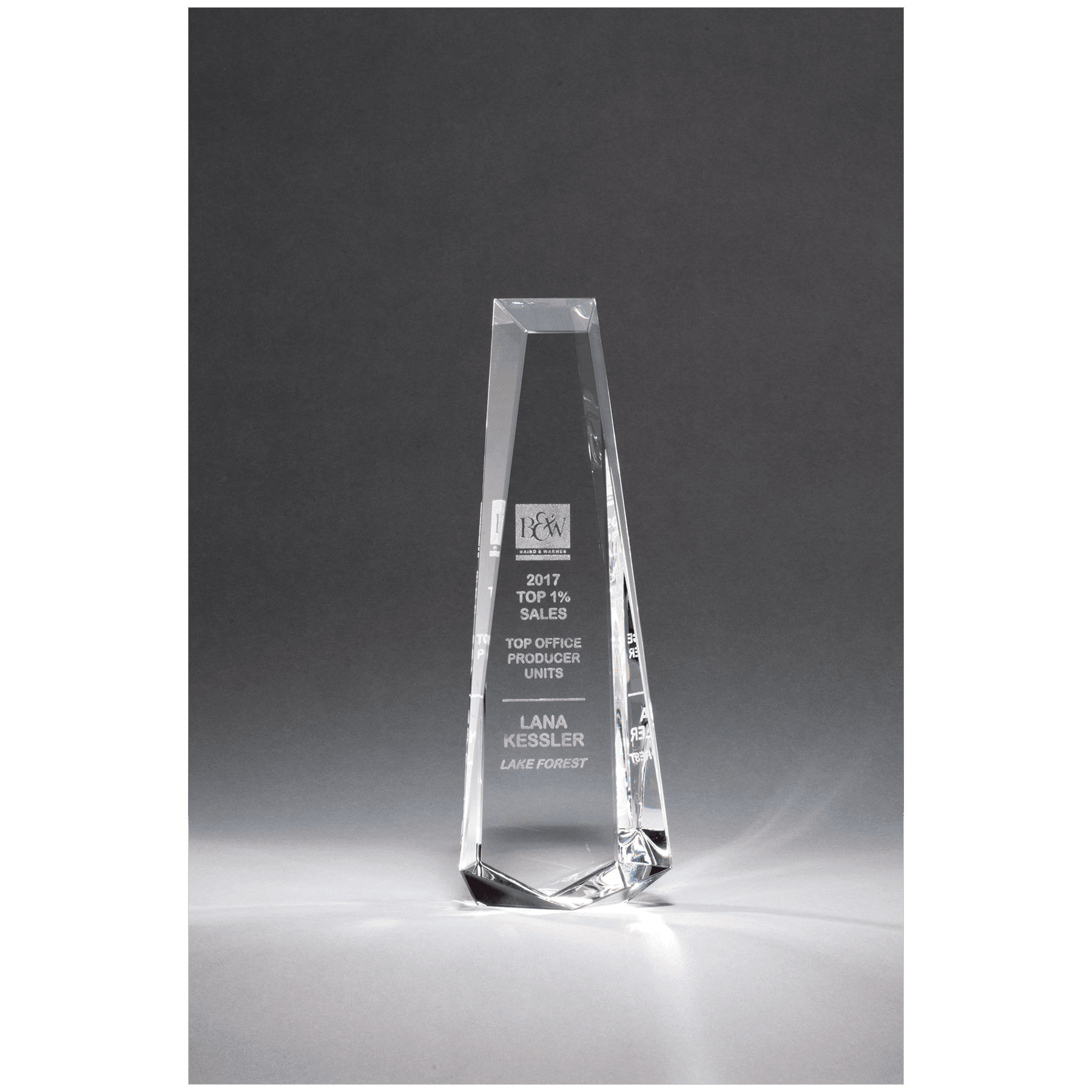 5 1/8" x 11" x 2" (Tapered) Crystal Obelisk