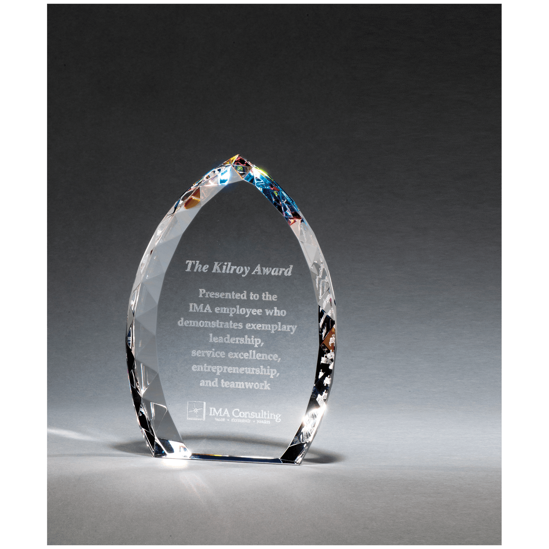 4" x 6" x 1" (Tapered) Crystal Flame with Jeweled Edge and Prism-Effect