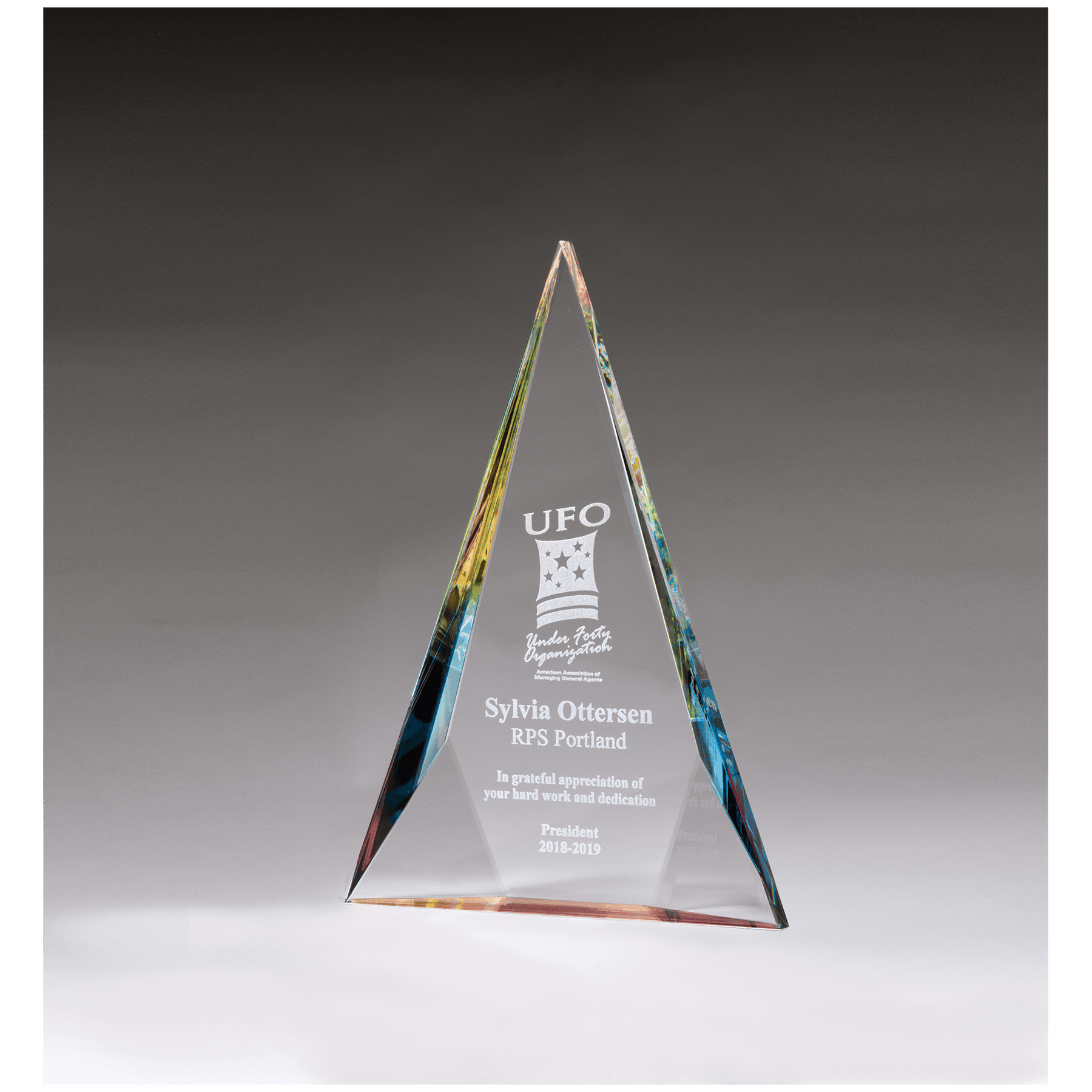 7 1/8" x 10" x 1 1/8" (Tapered) Diamond Series Crystal with Prism-Effect