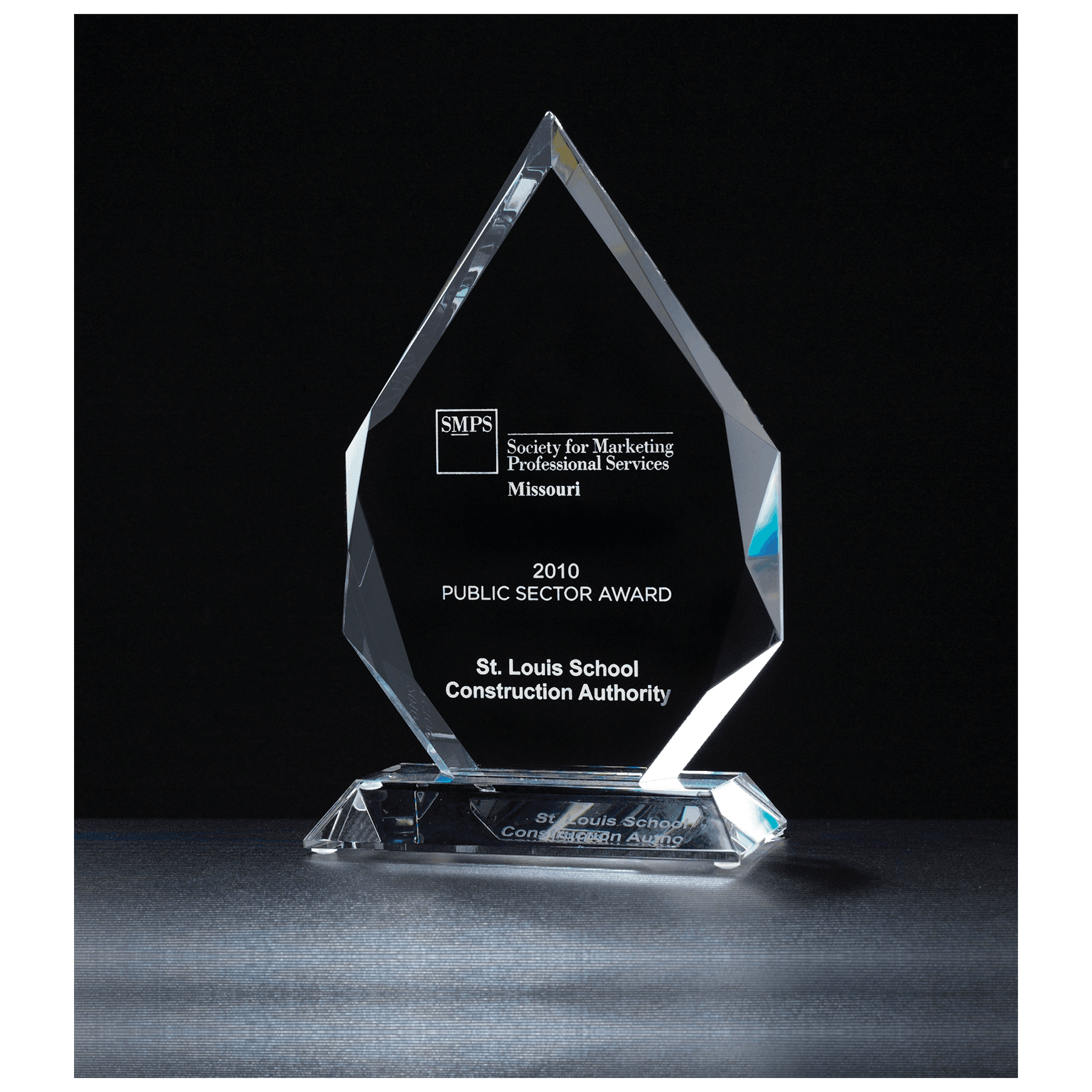 5 3/8" x 8 7/8" Flame Series Multi-Faceted Optical Crystal                 Award