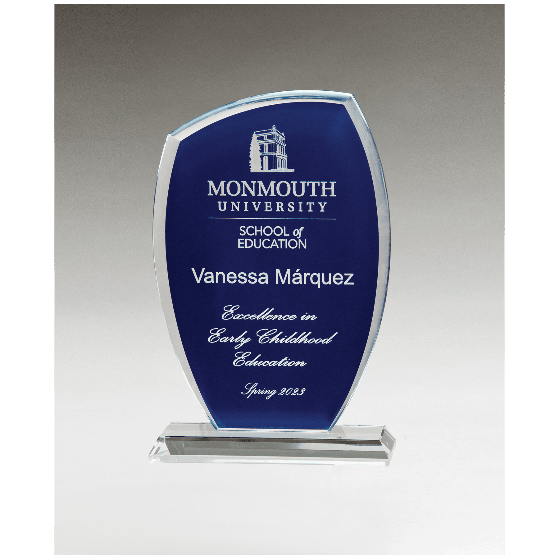 5" x 7 1/2" Tidal Series Clear Glass with Blue Painted Backgro             und