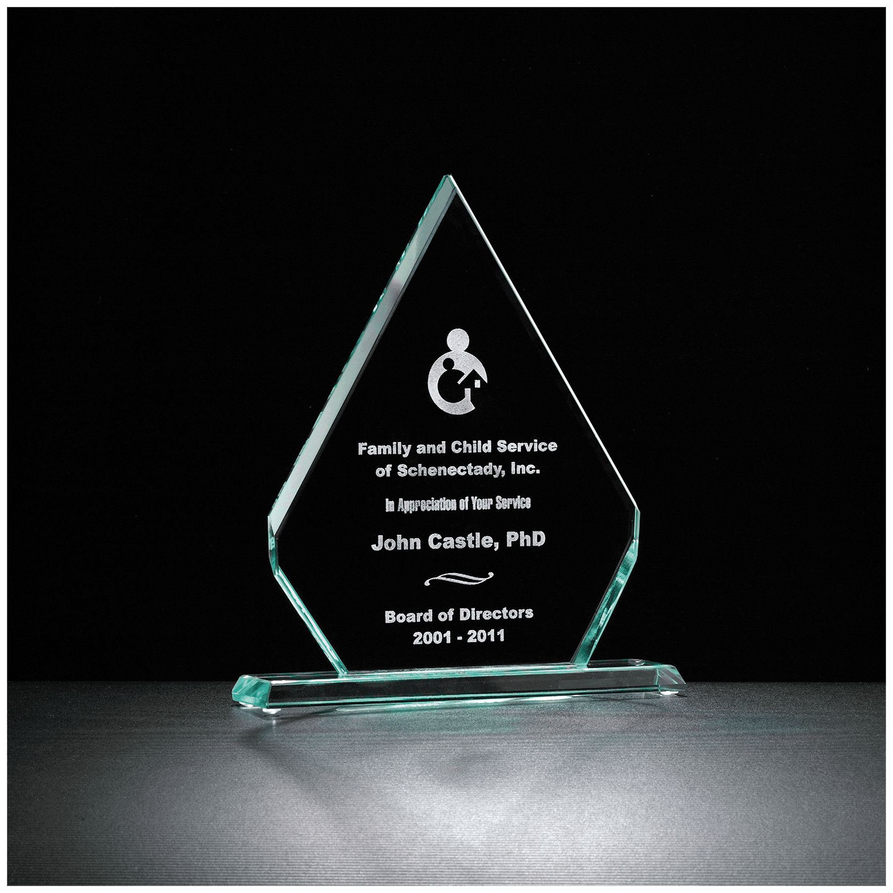 6" x 7 1/2" Diamond Series Glass Award