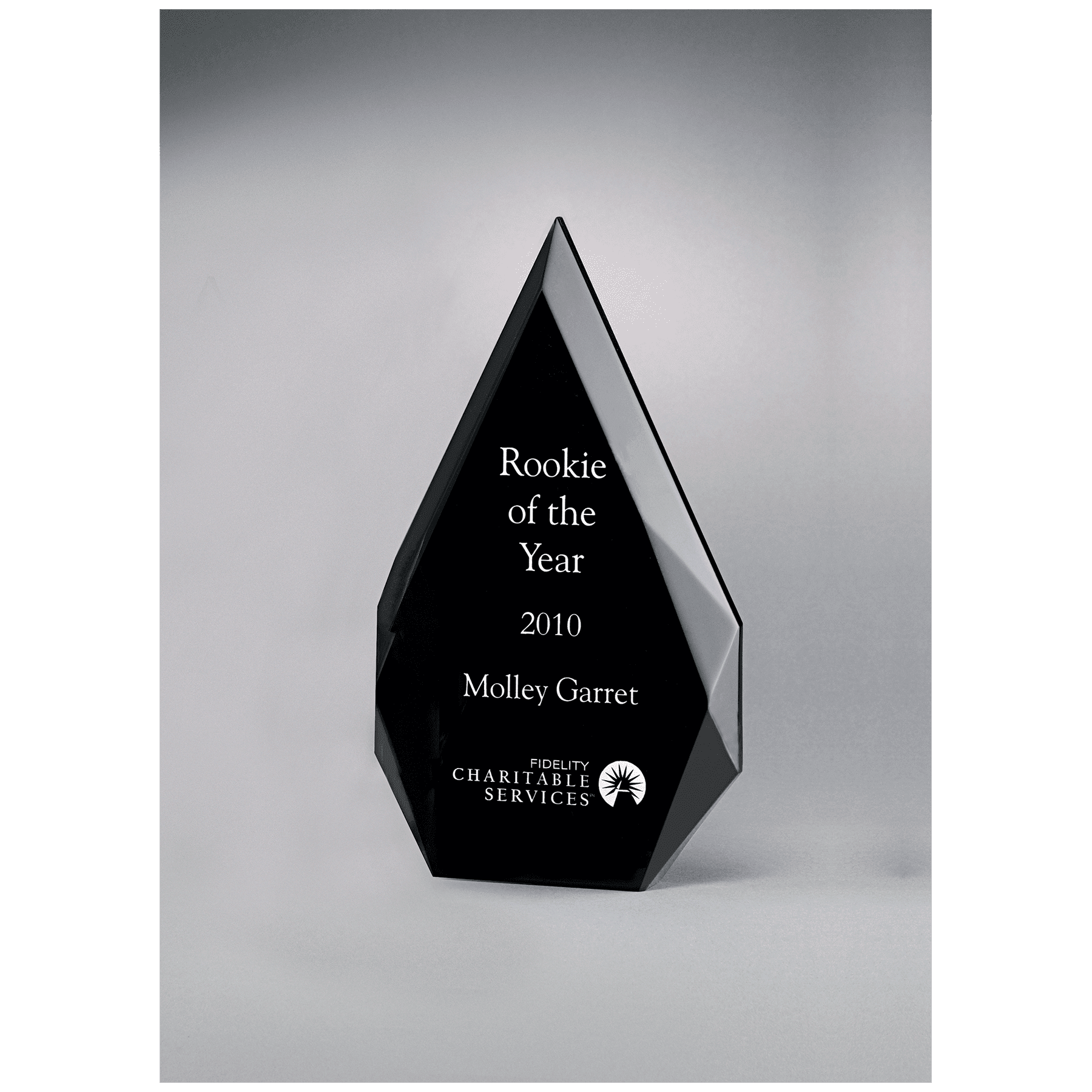 4 1/4" x 7 7/8" Flame Series Clear Freestanding  Acrylic with Black Silkscreened Back