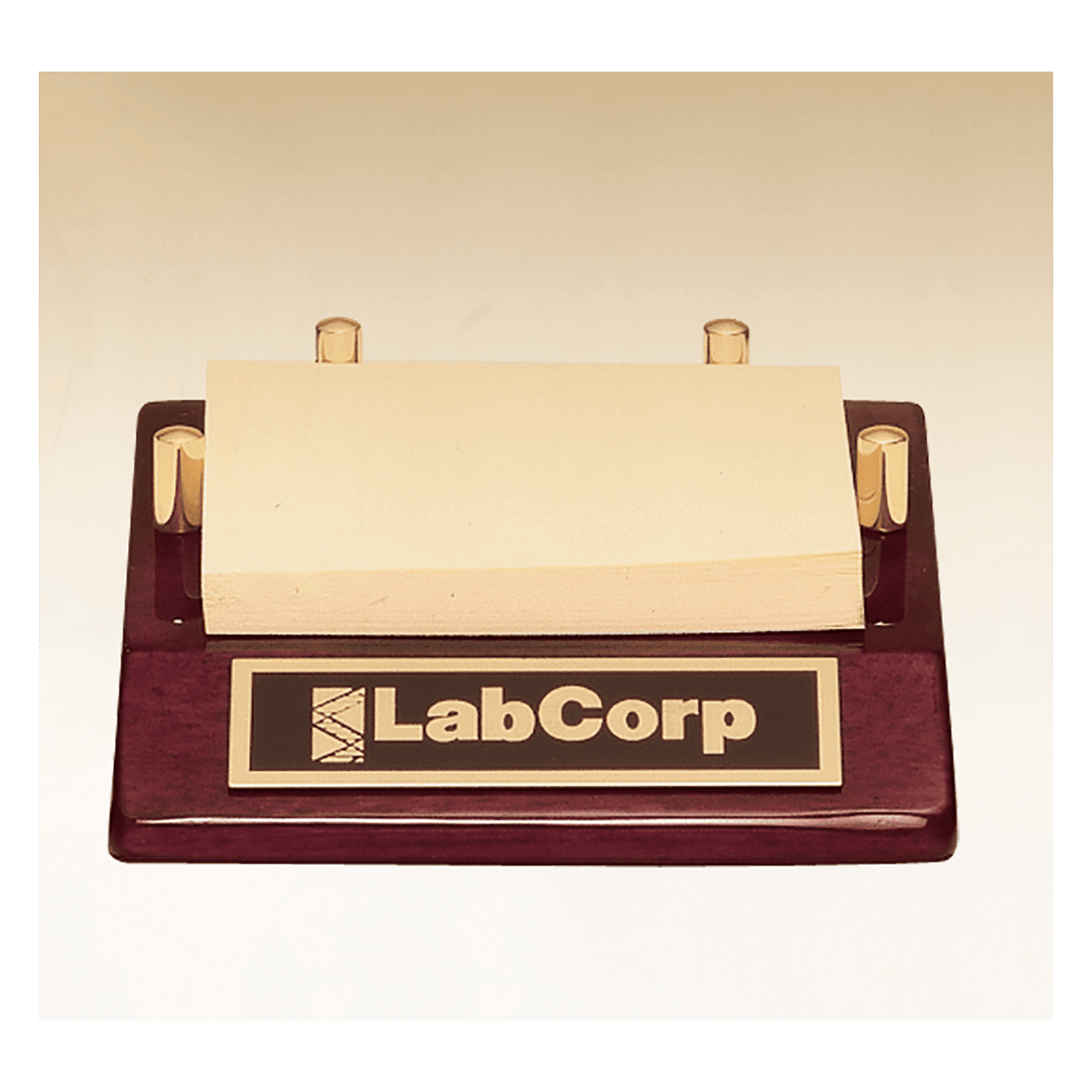 4 1/2" x 3 7/8" Rosewood Piano Finish Post-It Note Holder with Black Plate