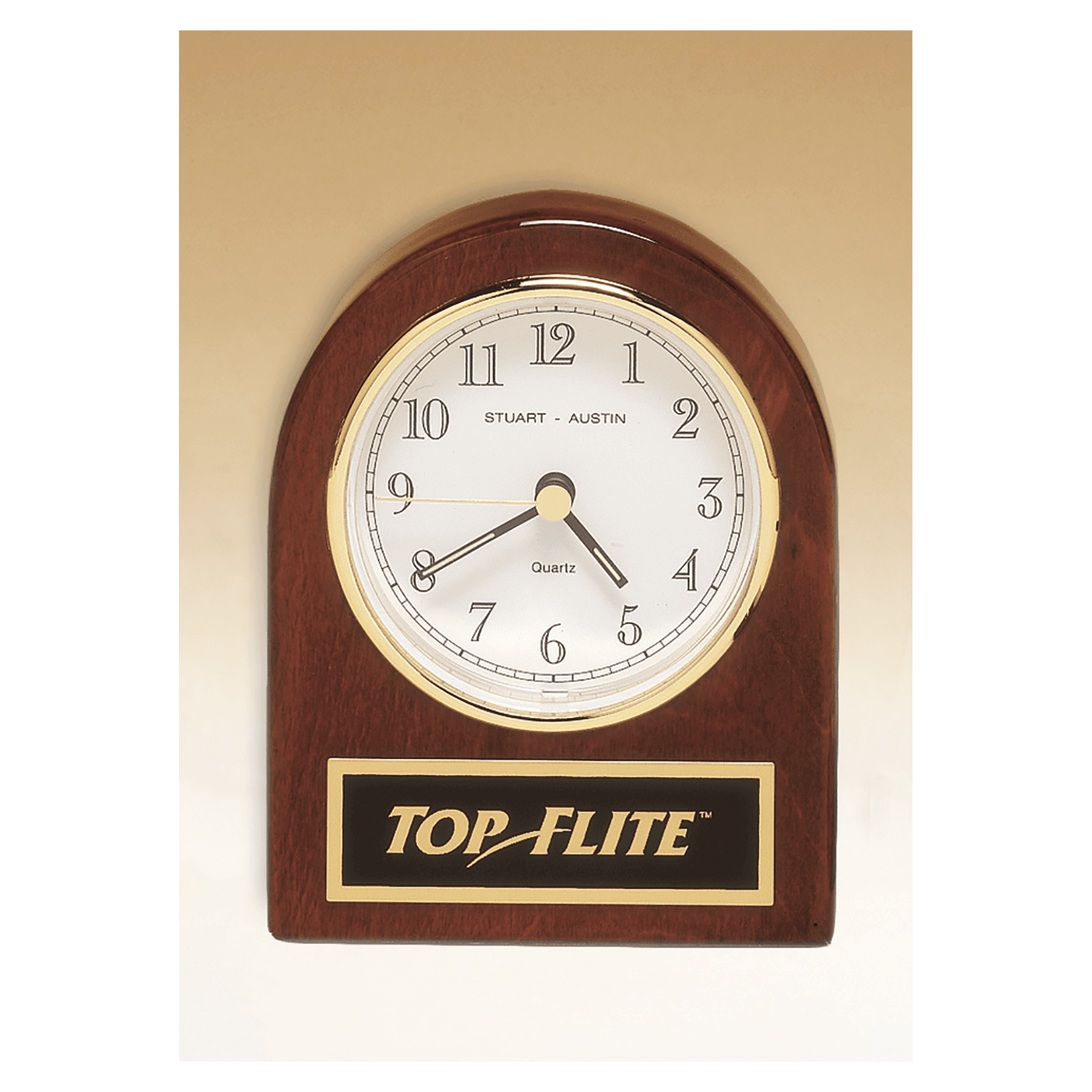 4 1/4" x 3 1/2" Rosewood Piano Finish Desk Clock with Black Plate