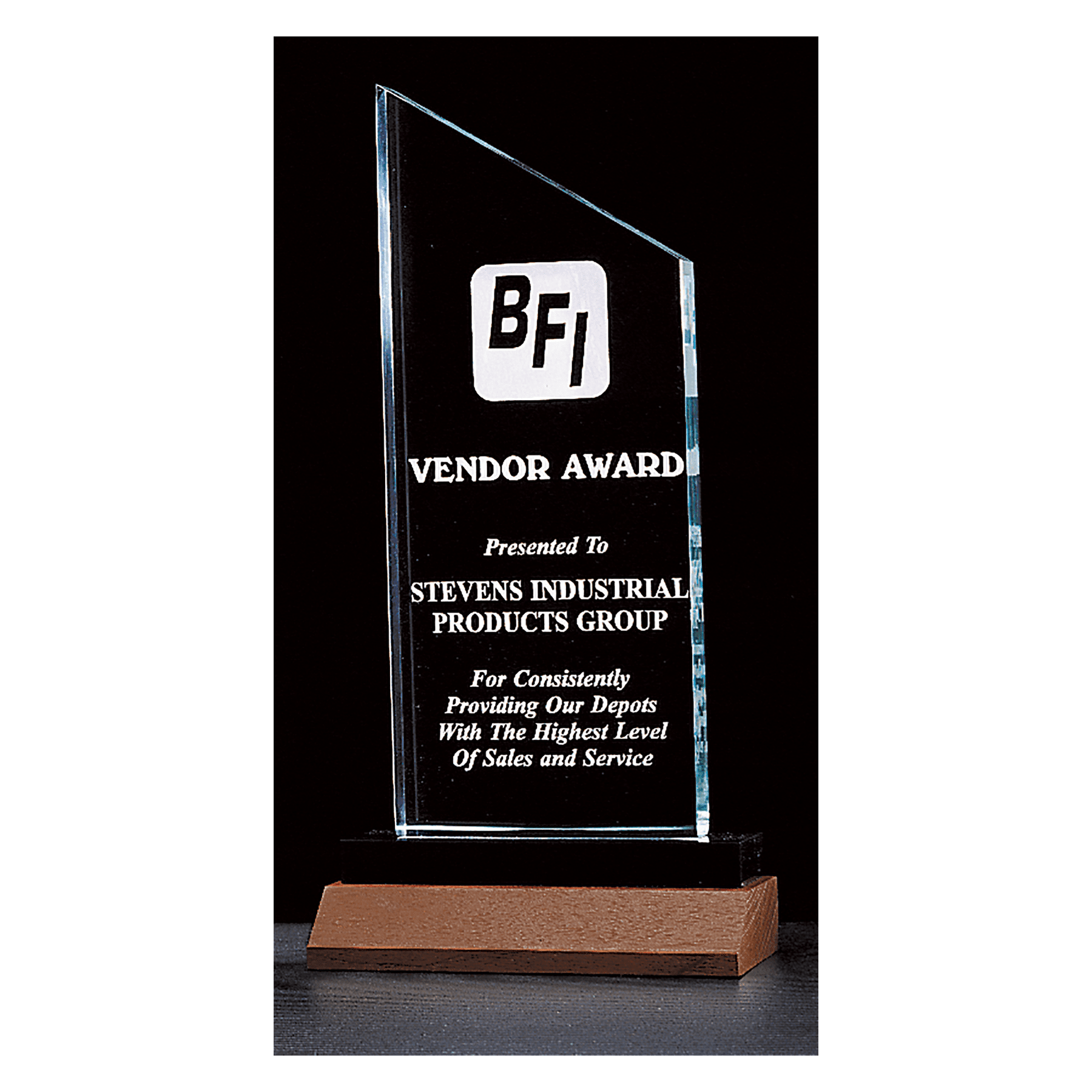 4 3/4" x 11 3/4"  Zenith Series Jade Acrylic with Black Acrylic Base and Walnut Base