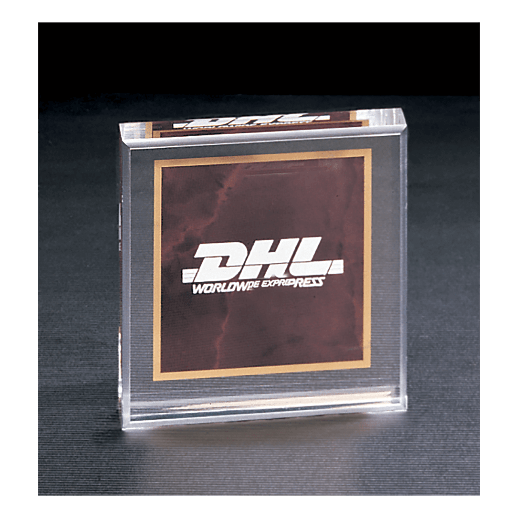 3 3/4" x 3 3/4" Ruby Marble Design Acrylic Paperweight