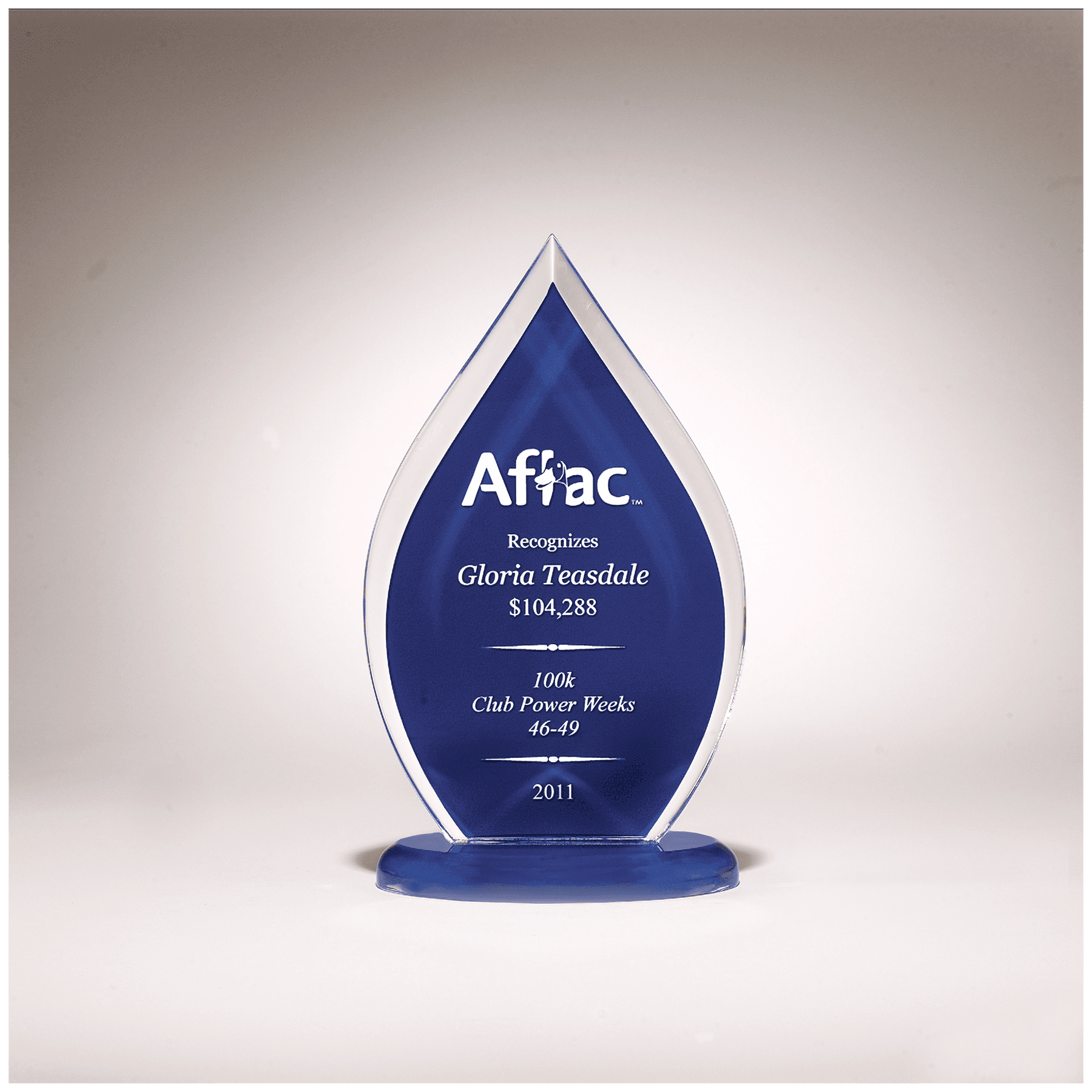 5 1/2" x 9" Flame Series Clear Acrylic with Blue Silk Screened Back