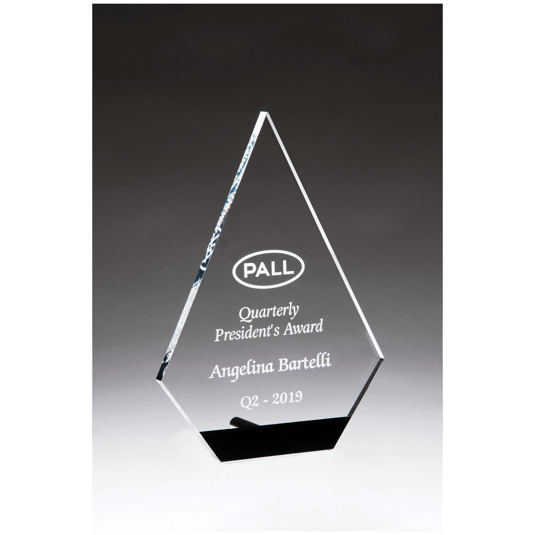 5 3/4" x 8" Diamond Series Clear Acrylic with Black Accent and Silver Post