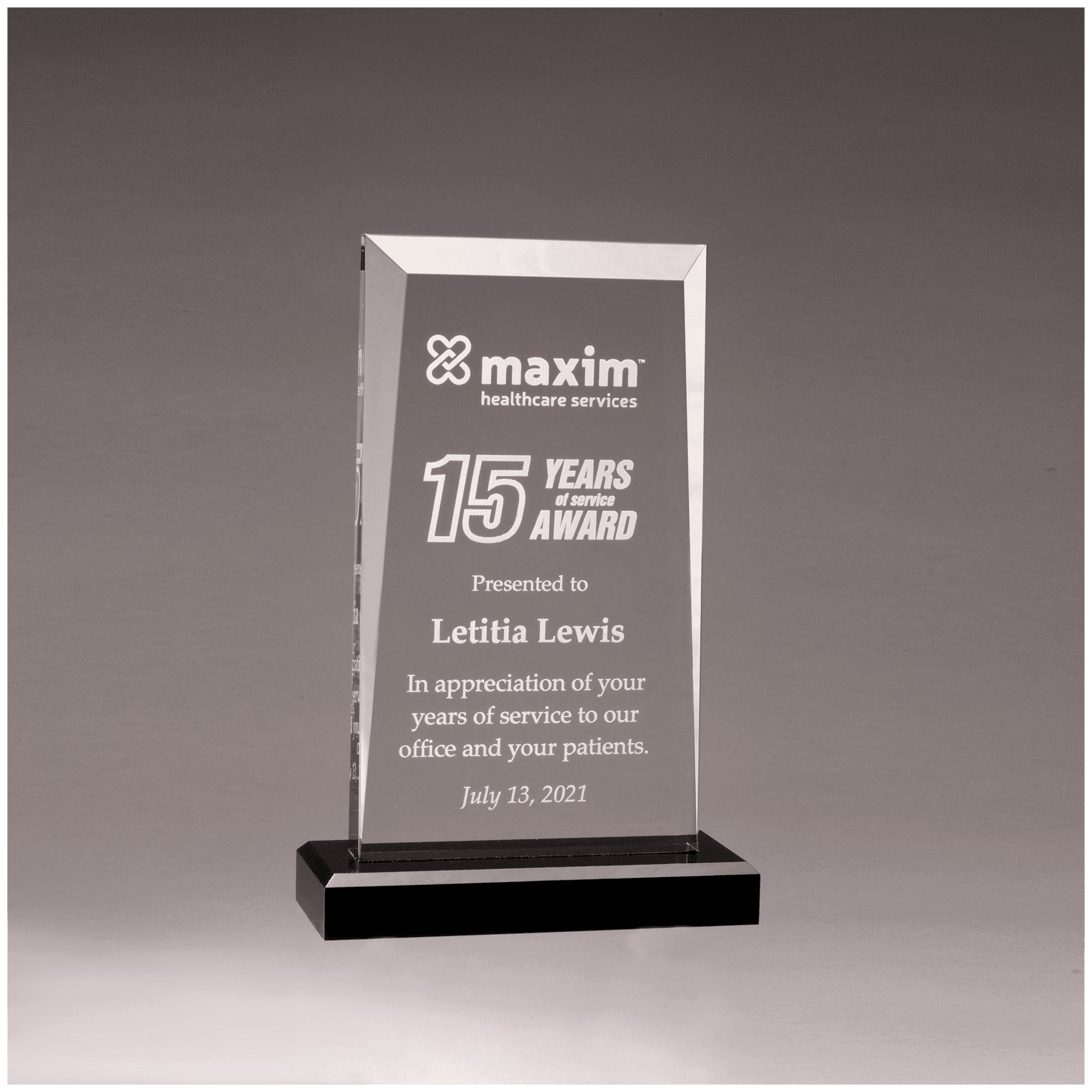 5" x  7 3/4" Apex Series Clear Acrylic Award with Black Base