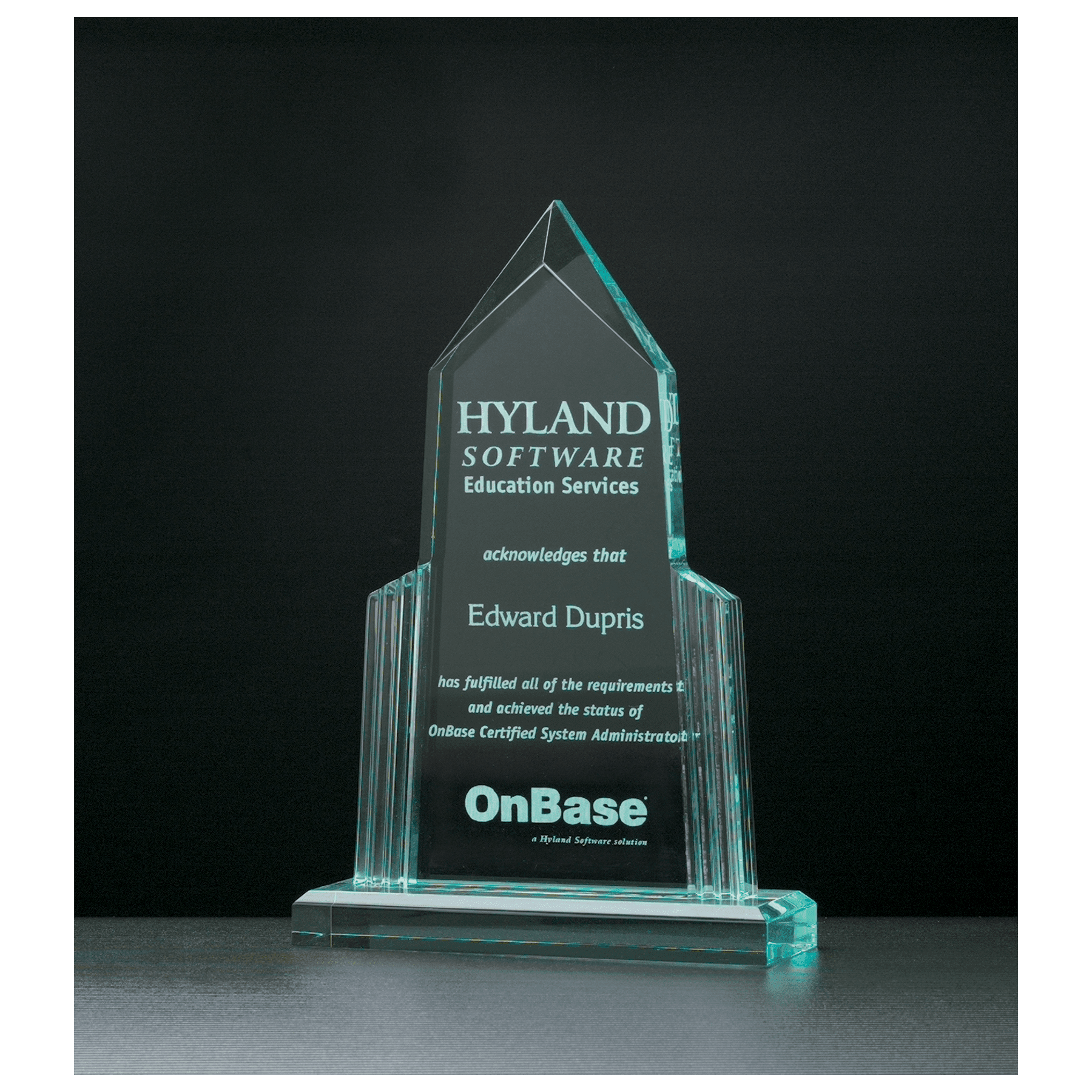 6" x 8" Spire Series Jade Acrylic with Jade Acrylic Base