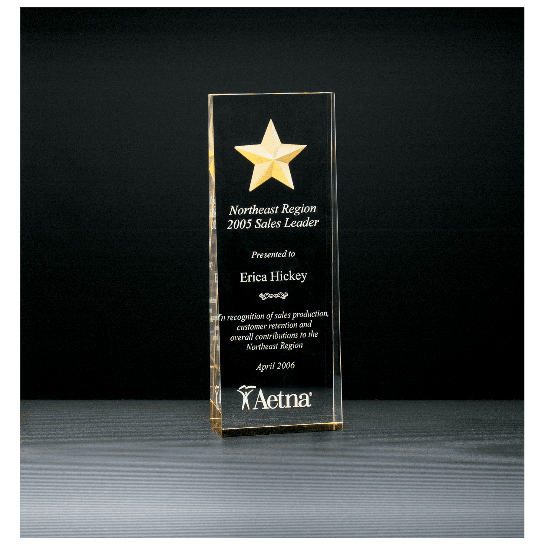 2 7/8" x 8" Constellation Series Etched Star with Gold Paint-Filled and Mirrored Bottom Acrylic