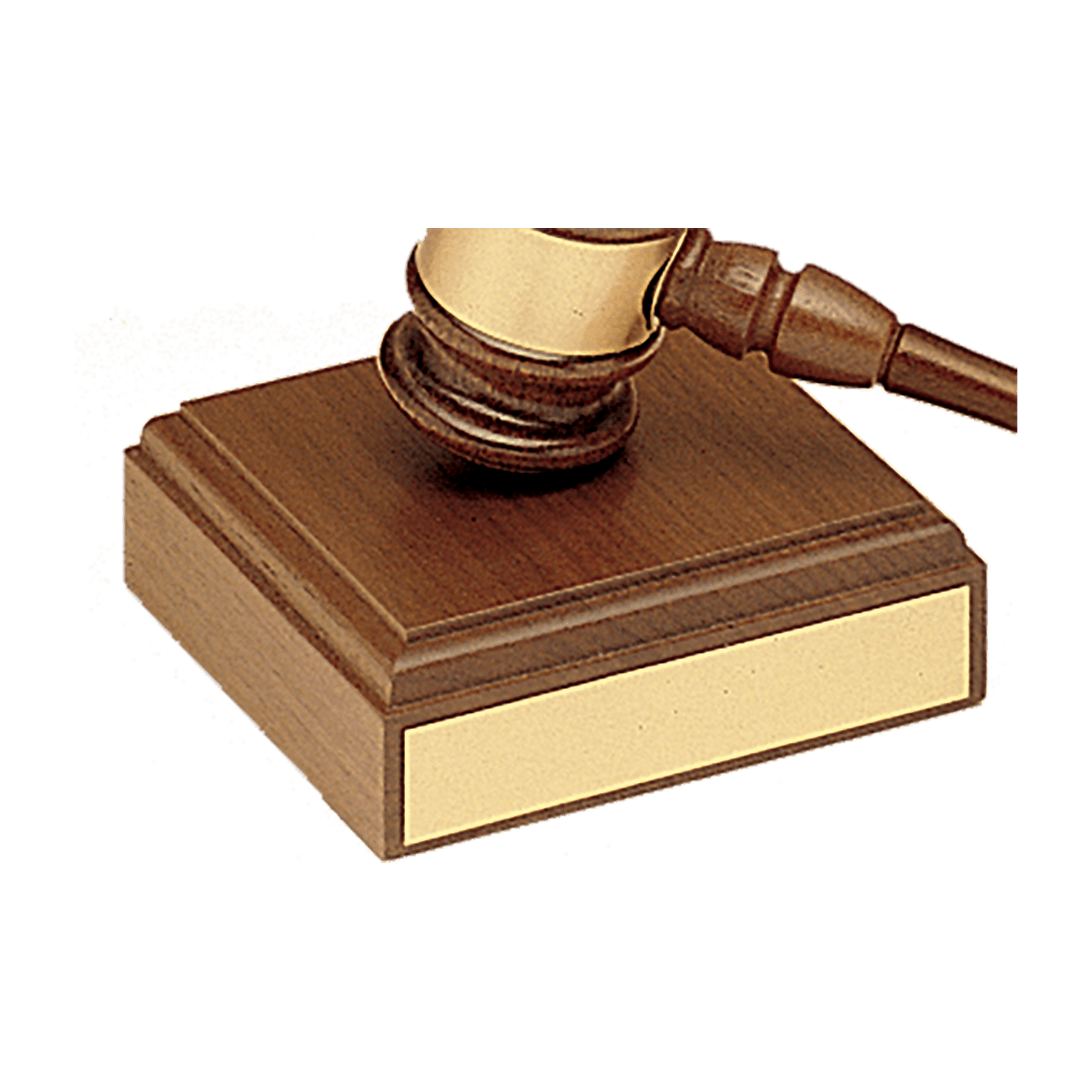 4 1/2" x 4 1/2" Walnut Gavel Sounding Block with Gold Plate for Personalization (Gavel Sold Separately)
