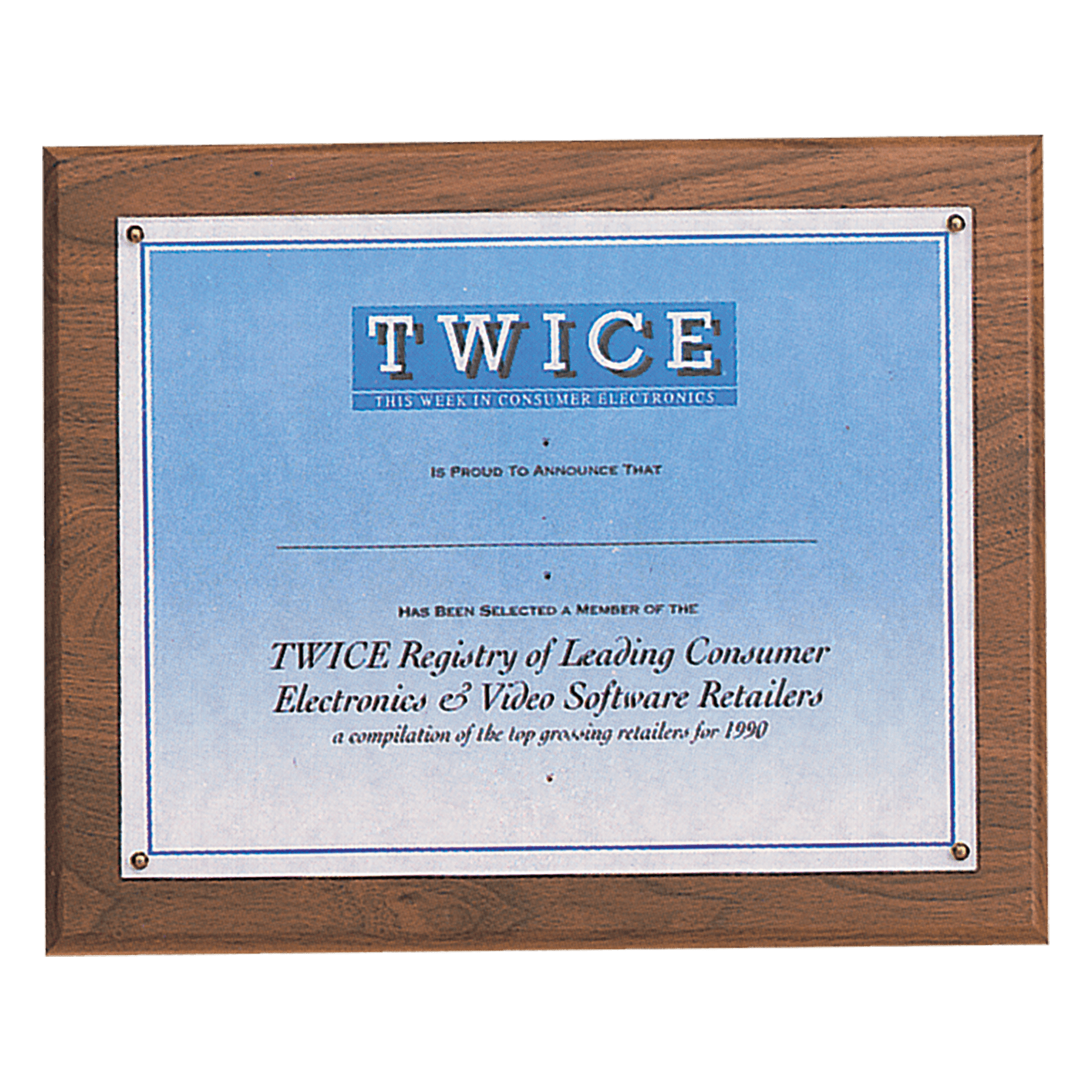 10 1/2" x 13- Holds 8 1/2" x 11" Solid Walnut Certificate Plaque with Plexiglass Cover