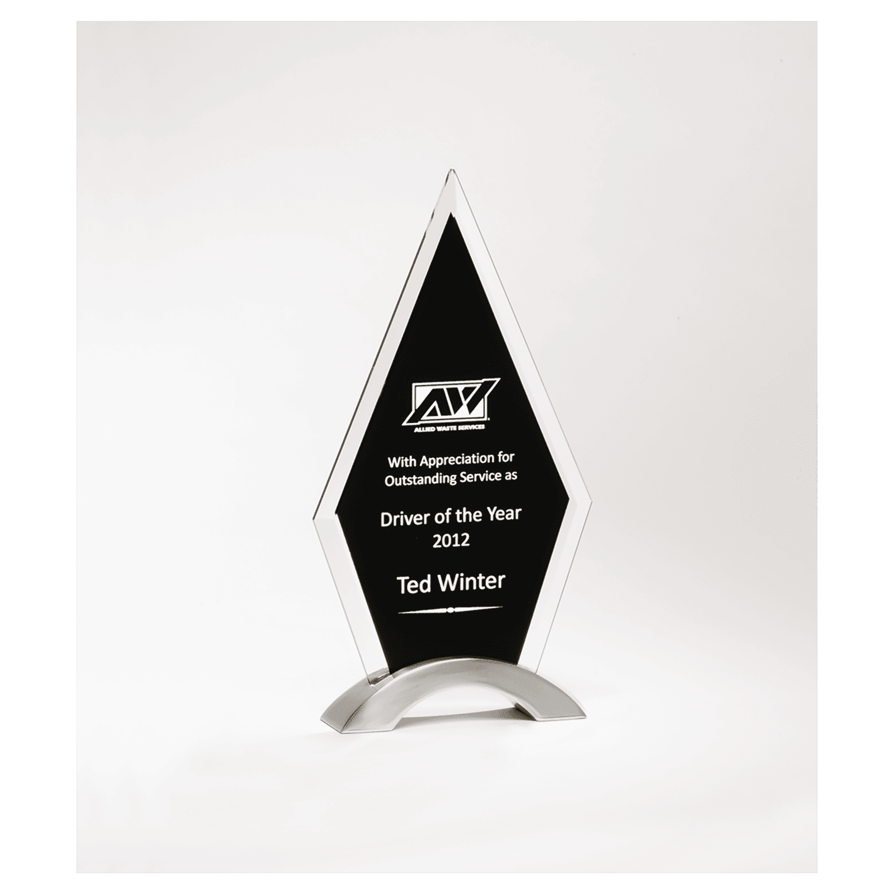 5 1/8"x 9 1/2" Beveled Clear Glass with Black Silkscreen and Silver Aluminum Accent Base