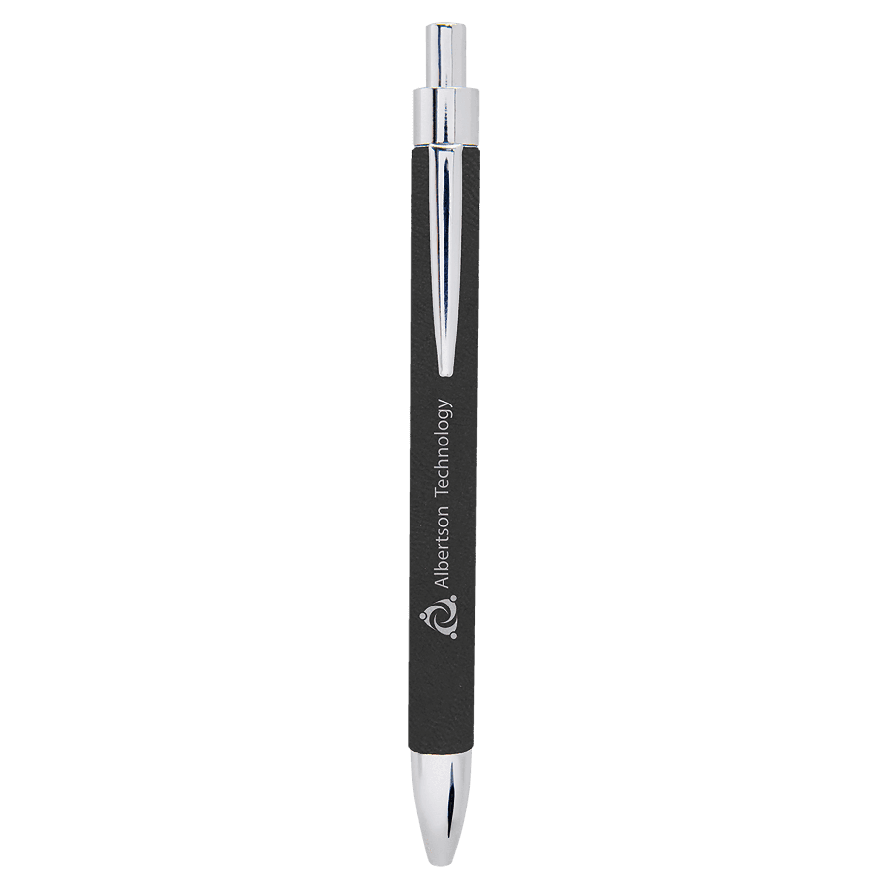 Black/Silver Laserable Leatherette Pen