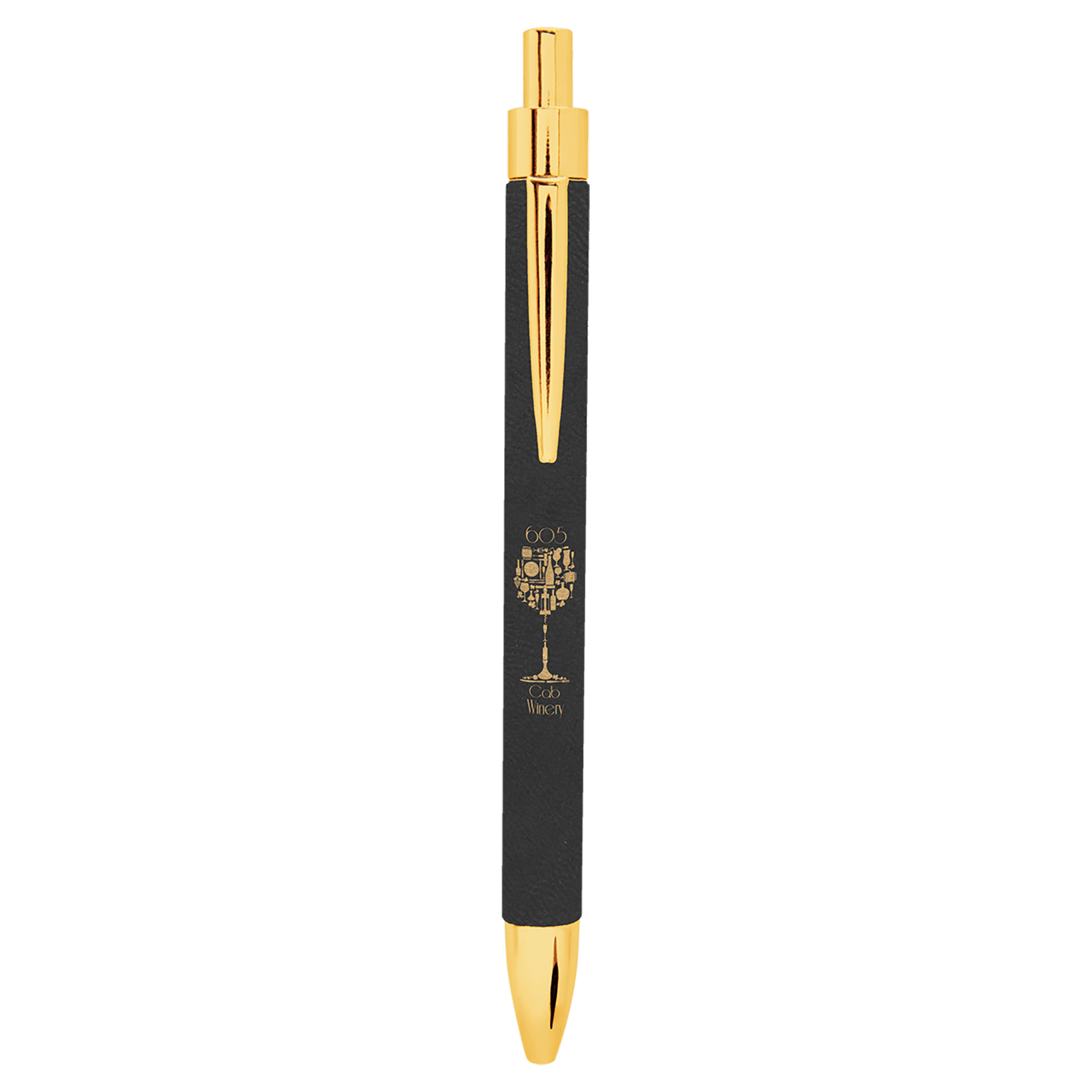 Black/Gold Laserable Leatherette Pen