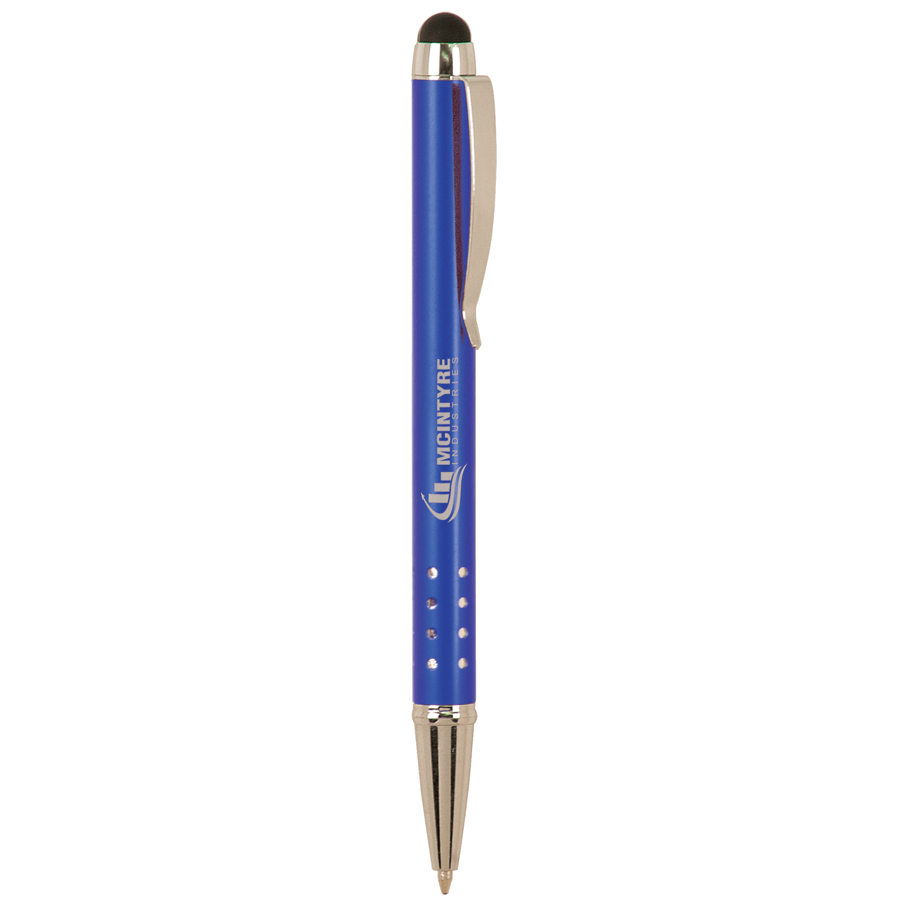 Blue with Silver Trim Laserable Pen with Stylus