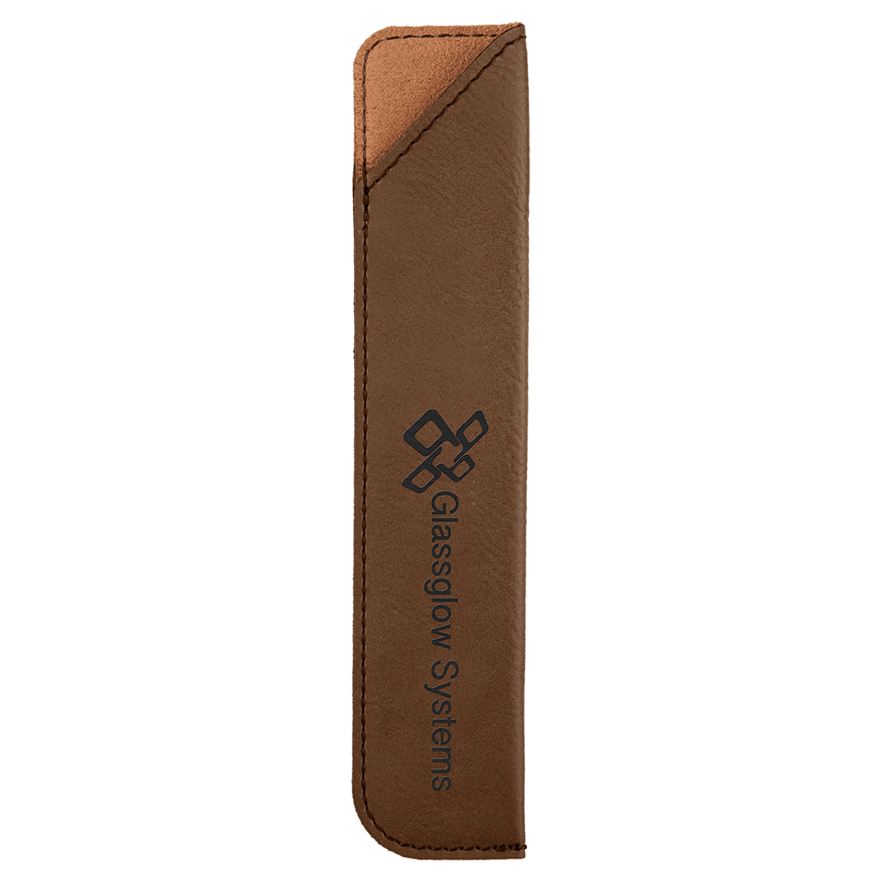 6 1/4" Dark Brown Laserable Leatherette Pen Sleeve