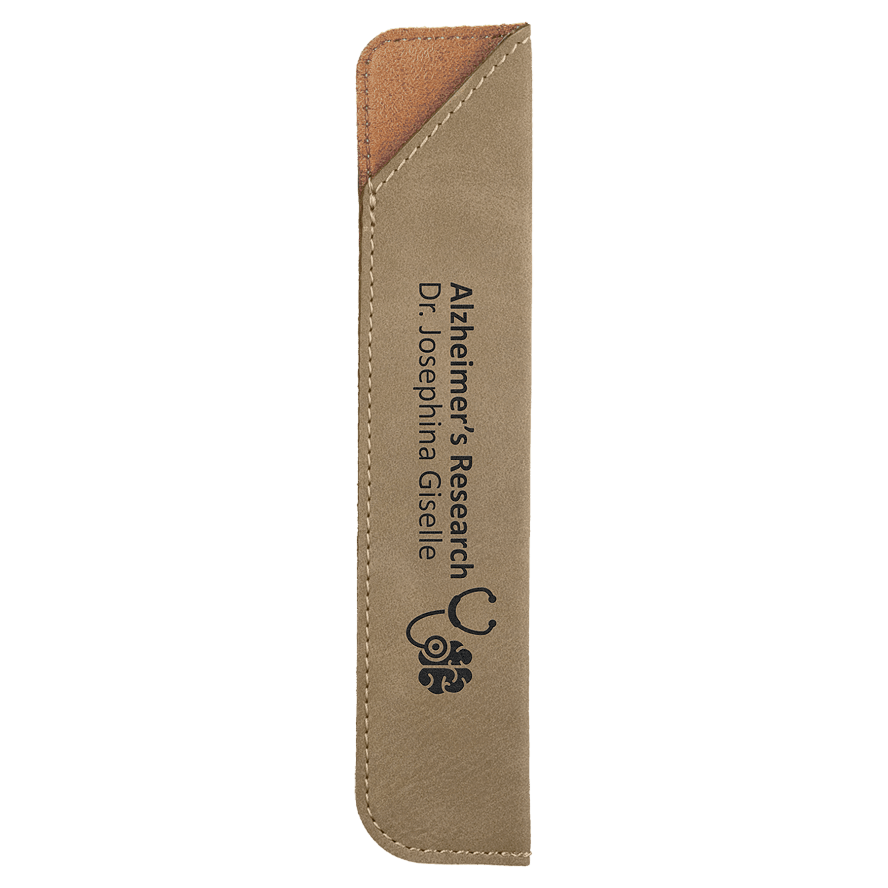 6 1/4" Light Brown Laserable Leatherette Pen Sleeve