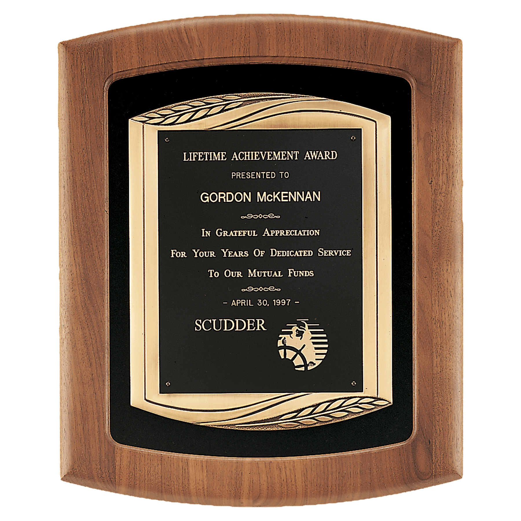 14" x 17" American Walnut Frame with Black Velour Background and Back Laser Engravable Plate in an Antique Bronze Finished Frame Casting