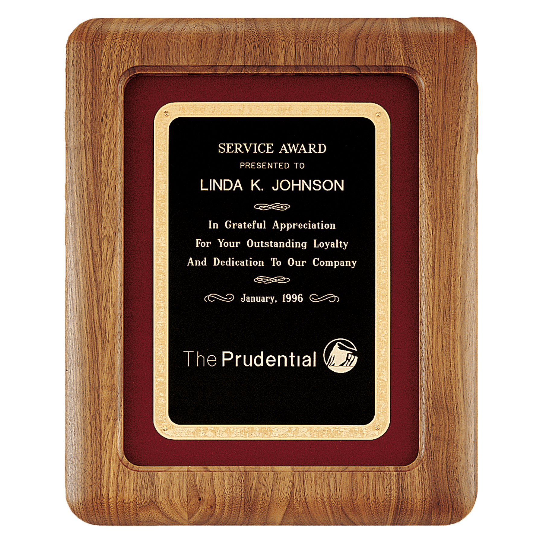 12" x 15" American Walnut Airflyte Frame w/Maroon Velour & Black Florentine LaserFX Plate