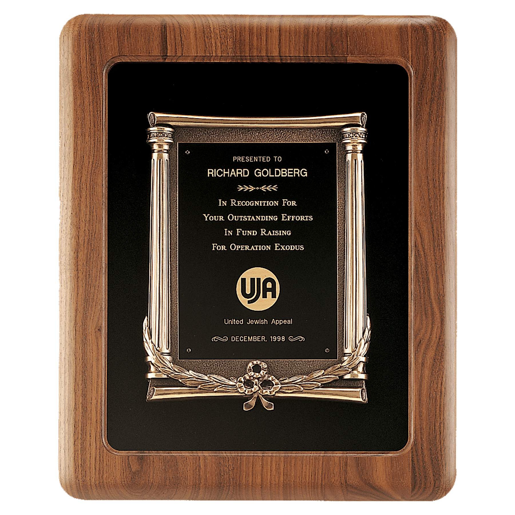 14" x 17" American Walnut Frame w/Black Back/Antique Bronze Cast Frame/Black Brass Plate