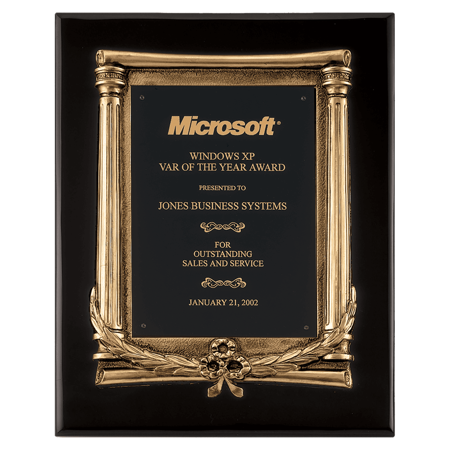 10 1/2" x 13" Black Piano Finish Plaque, Antique Bronze Frame Casting, Black Brass Plate