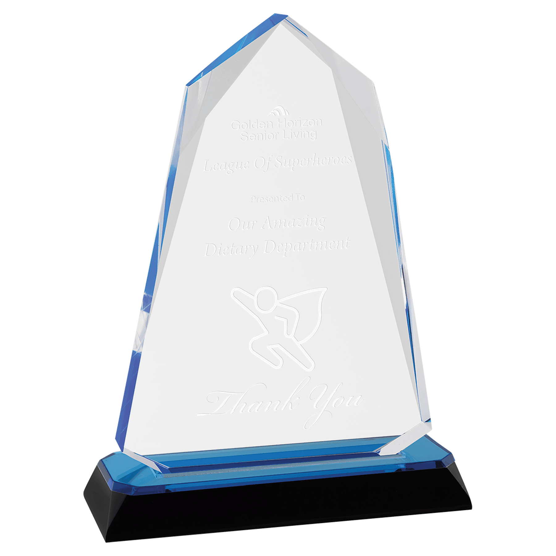 7 3/4" Blue Halo Diamond Corner Base Impress Acrylic