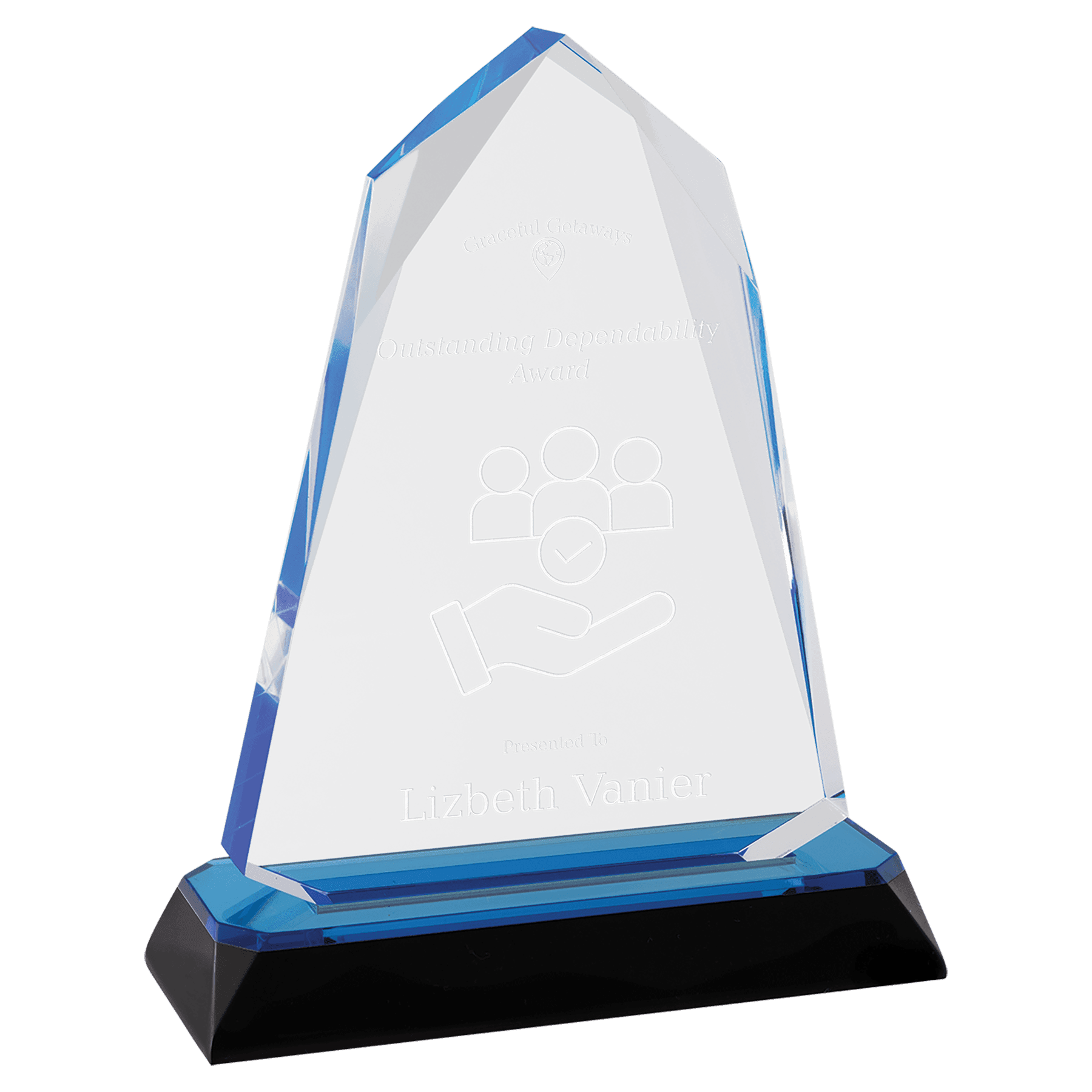 6 3/4" Blue Halo Diamond Corner Base Impress Acrylic