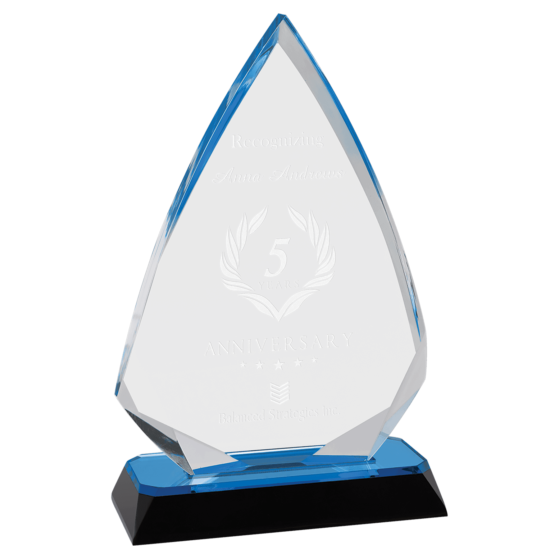 7 3/4" Blue Arrow Diamond Corner Base Impress Acrylic