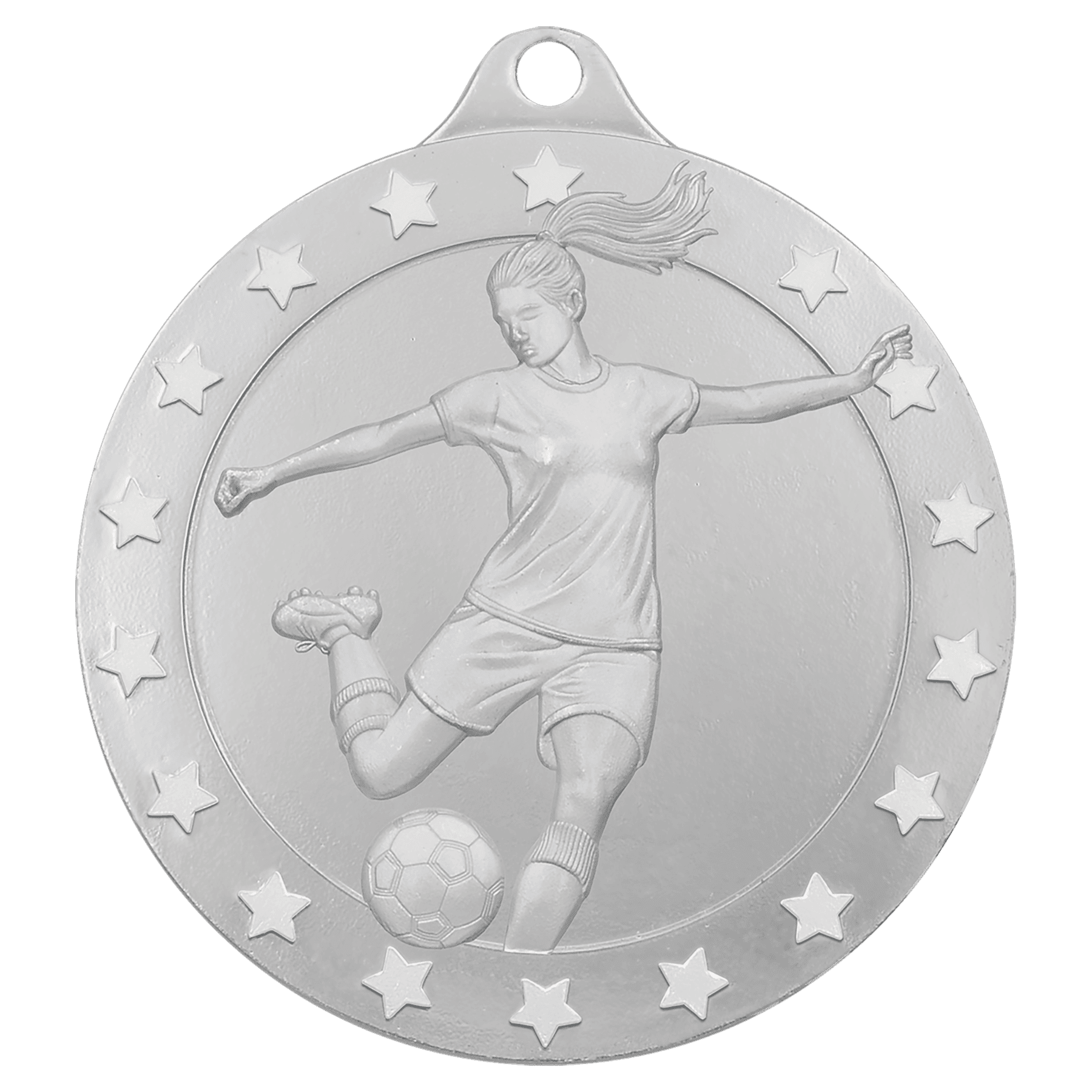 Silver 2 3/4" Radiance Female Soccer Medal