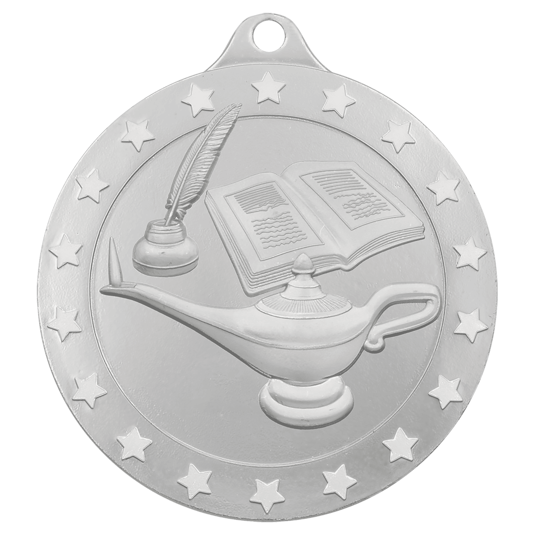 Silver 2 3/4" Radiance Lamp of Knowledge Medal