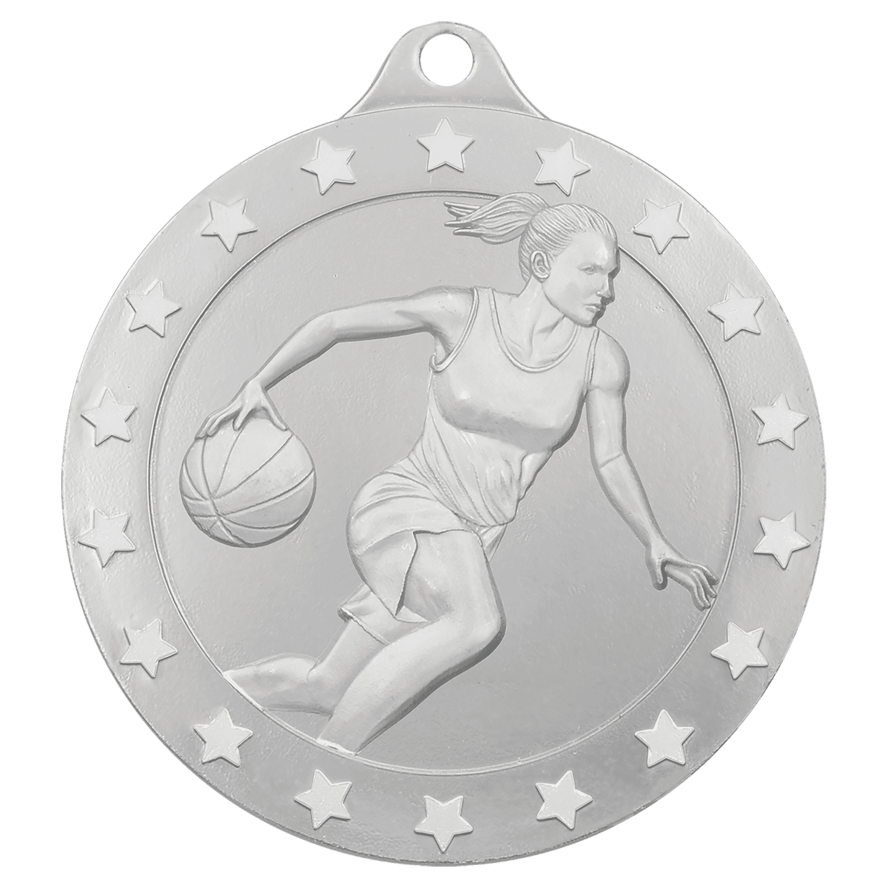 Silver 2 3/4" Radiance Female Basketball Medal