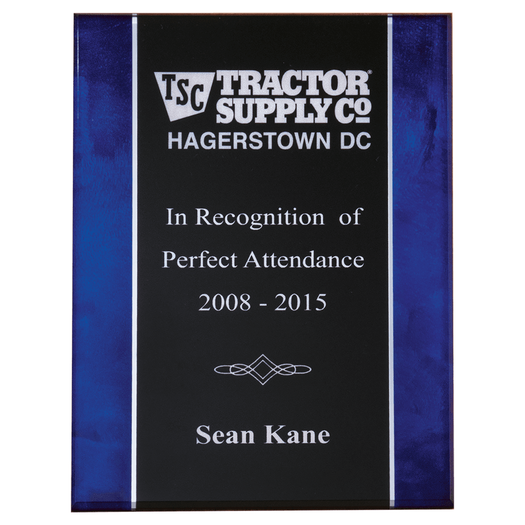 6" x 8" Acrylic Plaque Plate with Blue Border and Black Center