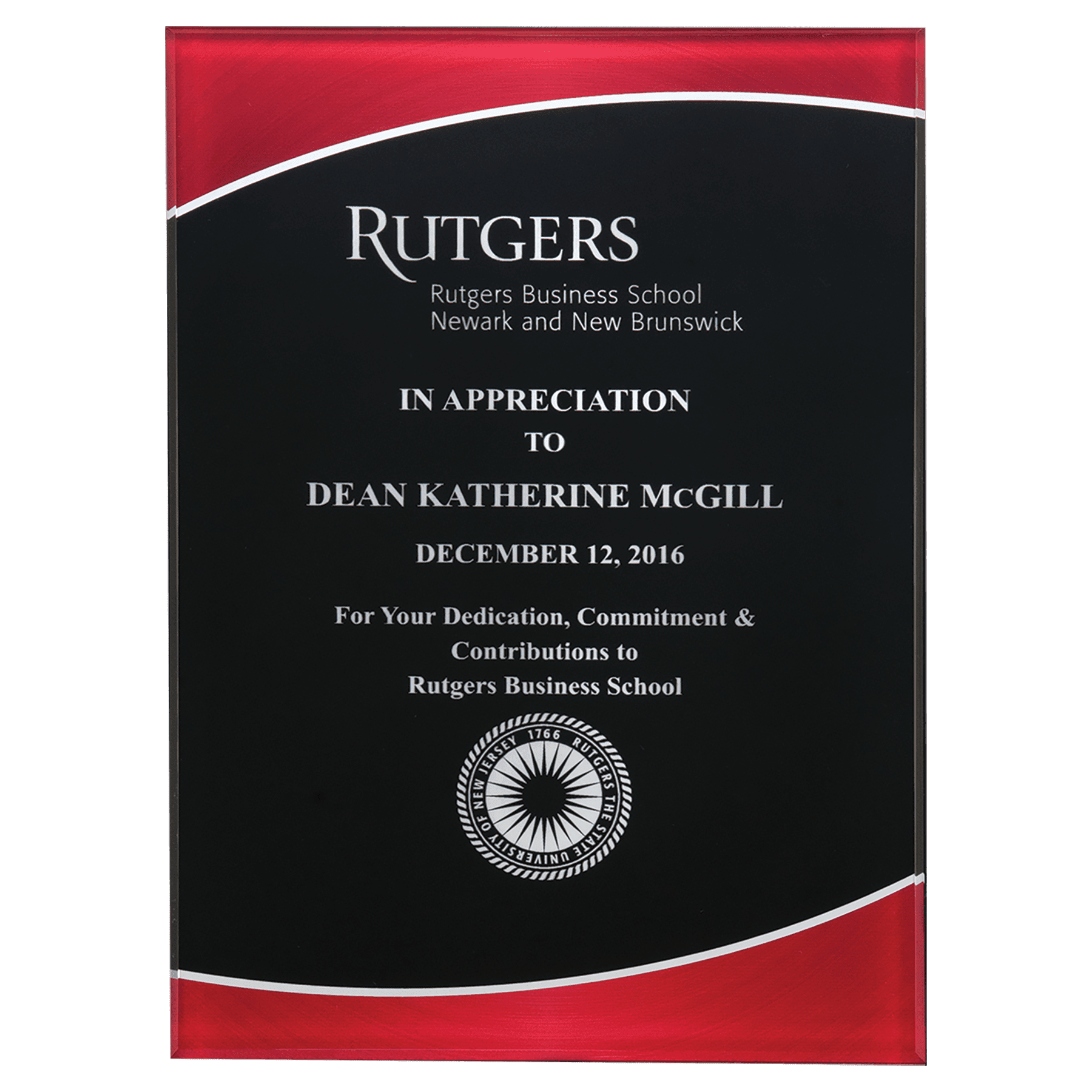 7" x 10" Acrylic Plaque Plate with Red Border and Black Center