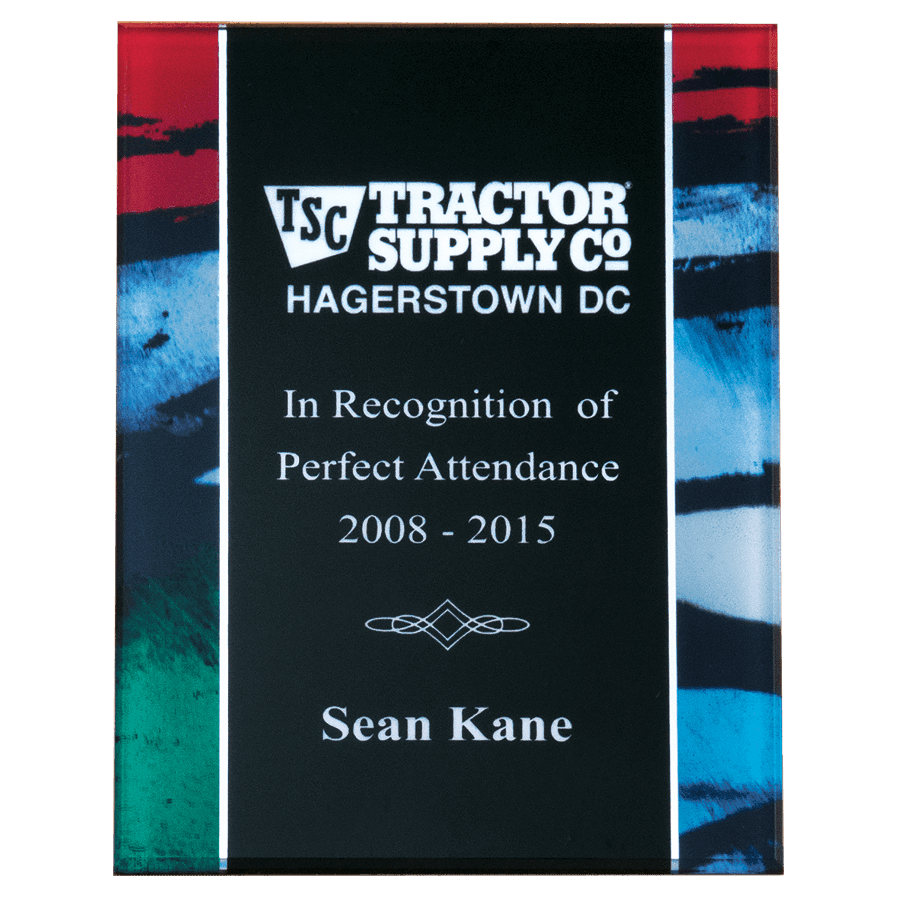 5 1/4" x 7 1/4" Acrylic Plaque Plate with Stained Glass Pattern Border and Black Center