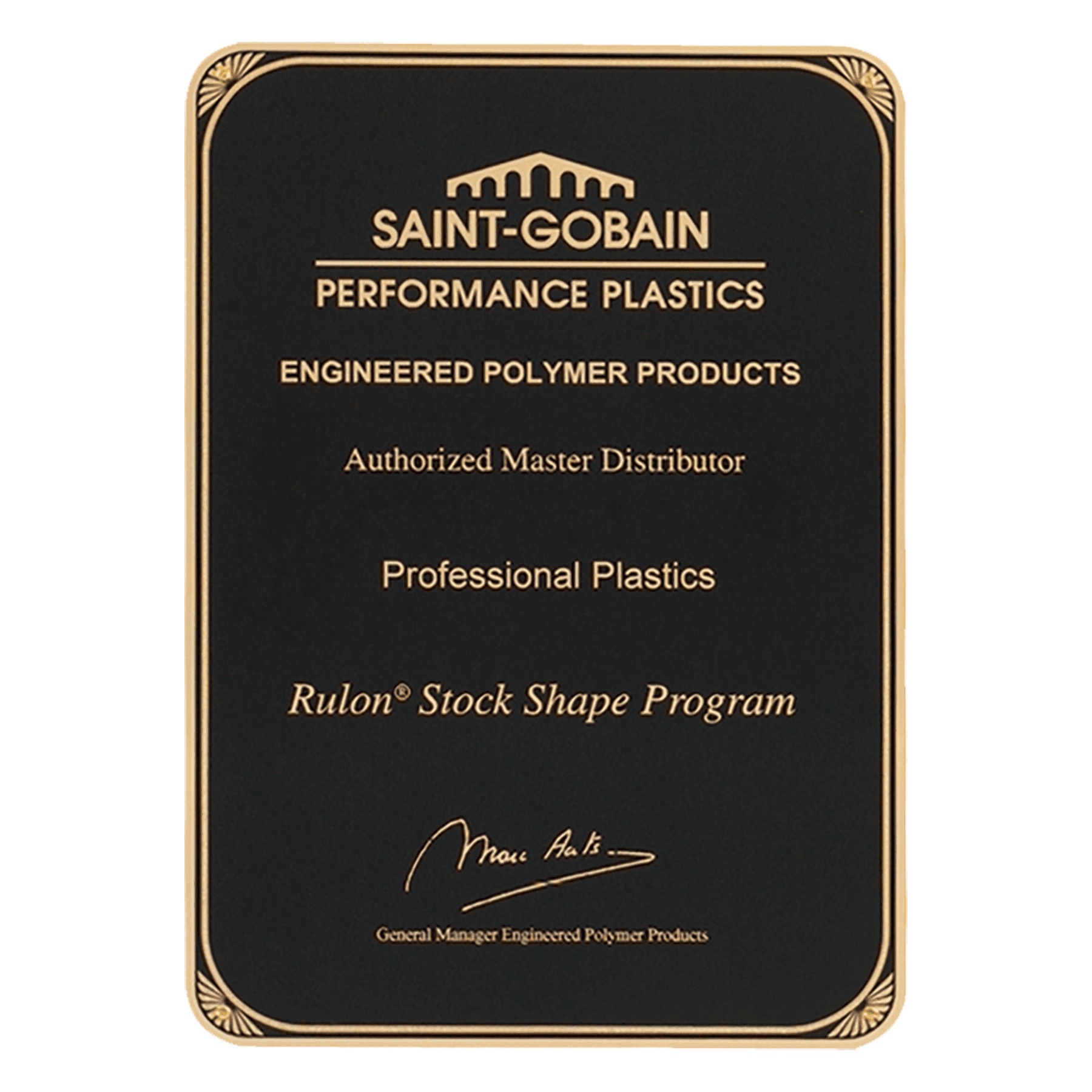 5 1/2" x 7 1/4" Laser Engravable Brass Plated Steel Black Radius Corner Starburst Plate with Gold Border