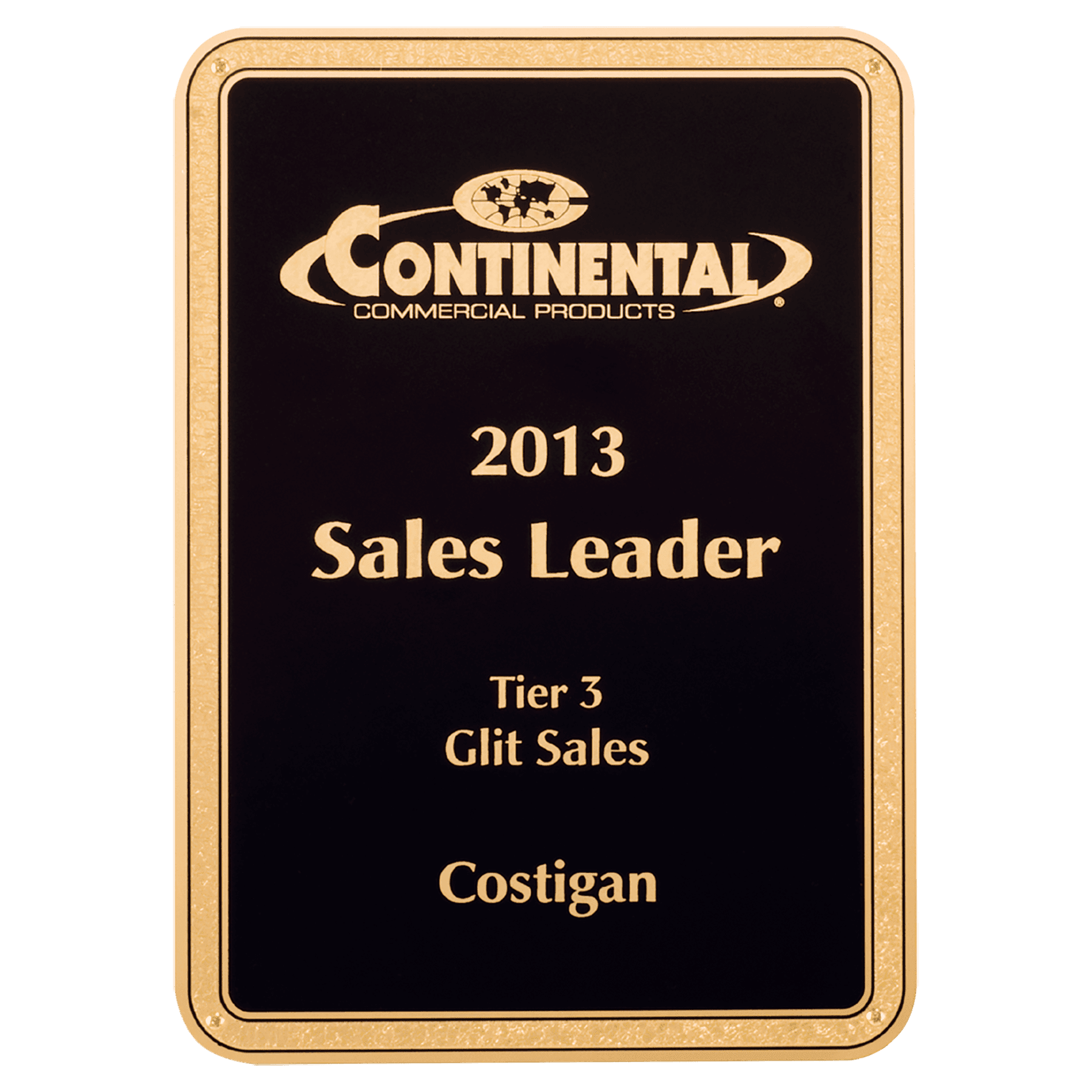 6" x 8 1/2" Black LaserFX Plate with Textured Center, Rounded Corners, Gold Florentine Border and Four Holes