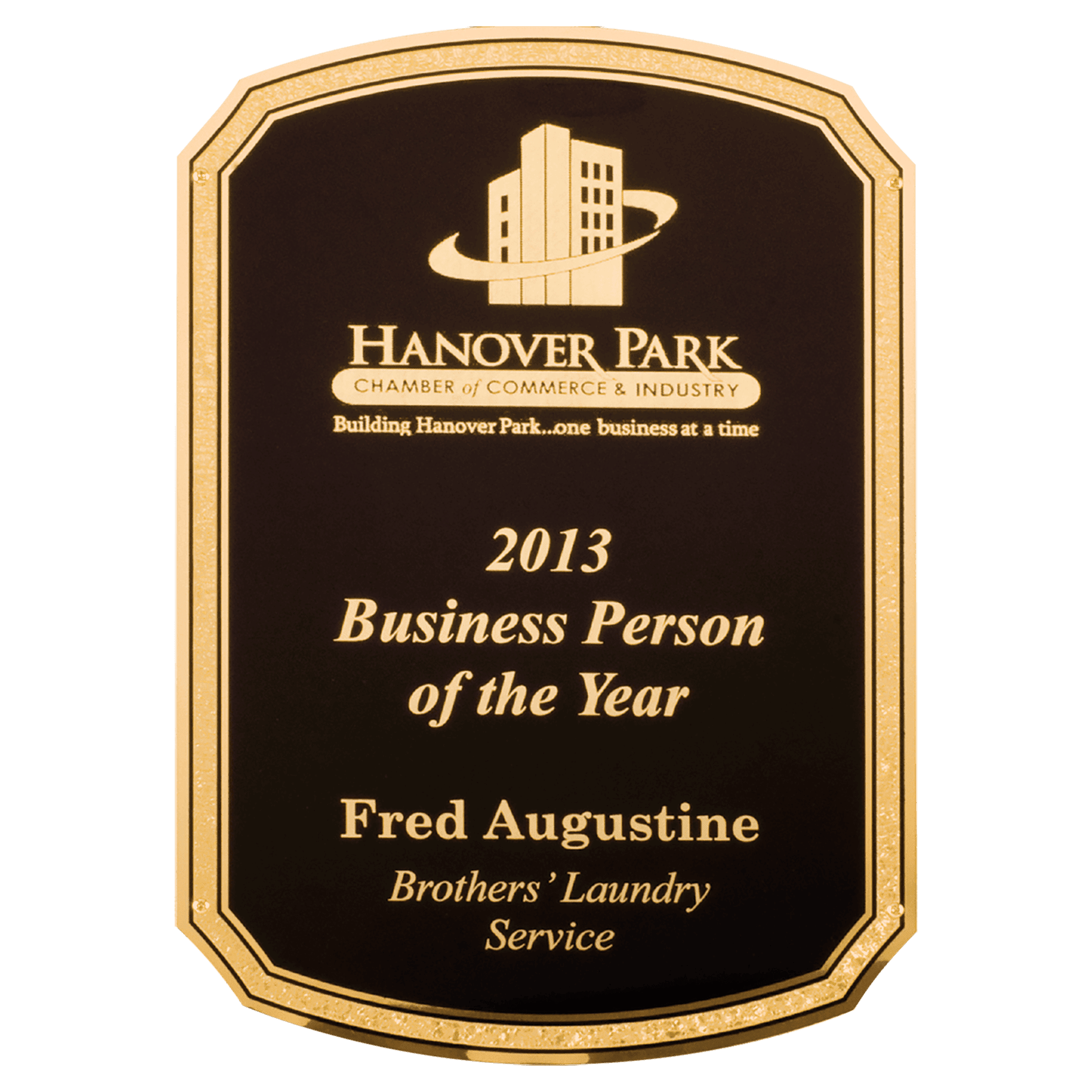 8 1/2" x 11" Black Textured LaserFX Plate with Rounded Top and Bottom, Gold Florentine Border, and Four Holes