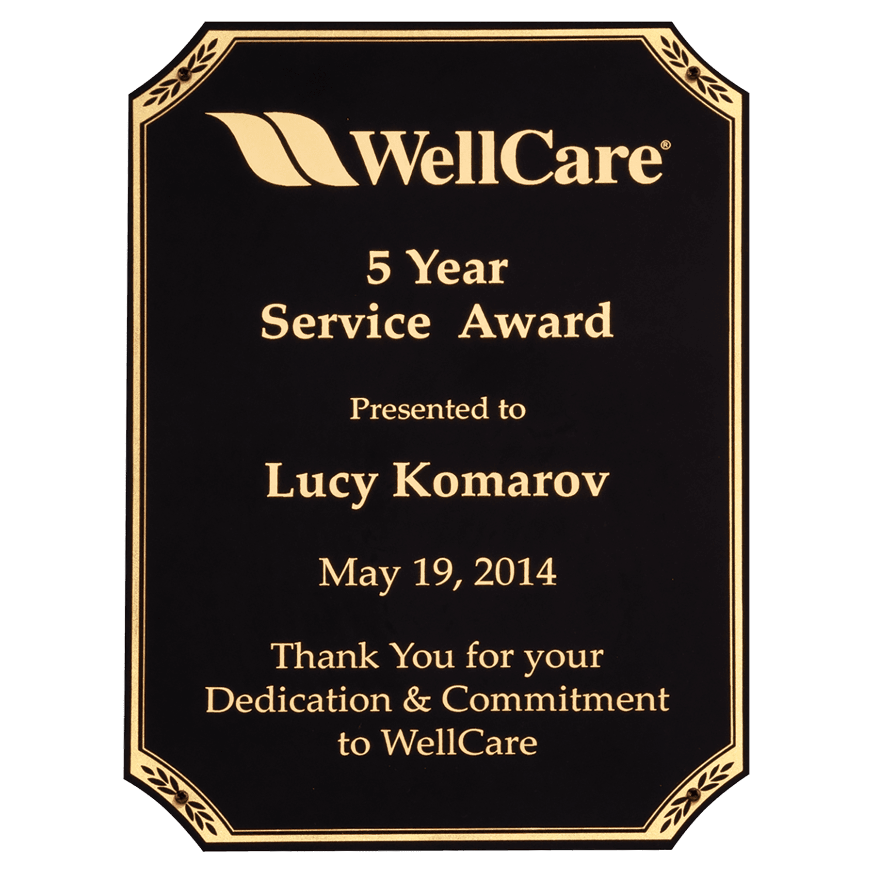 7" x 10" Black LaserFX Brass Plated Steel Plate with Notched Corner, Gold Border and Four Holes