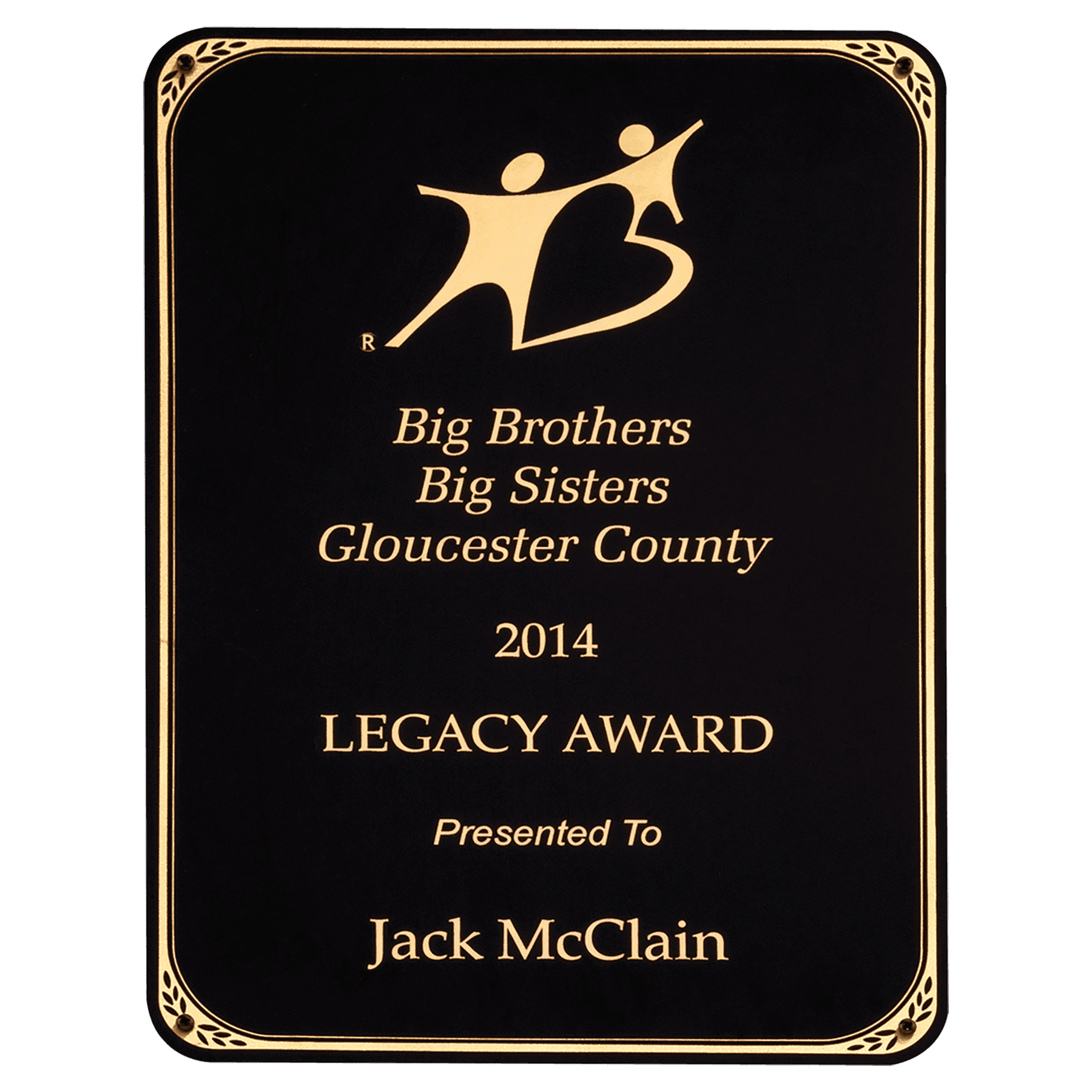 6 1/4" x 8 1/2" Black LaserFX Laser Plate with Rounded Corners, Gold Border and Four Holes