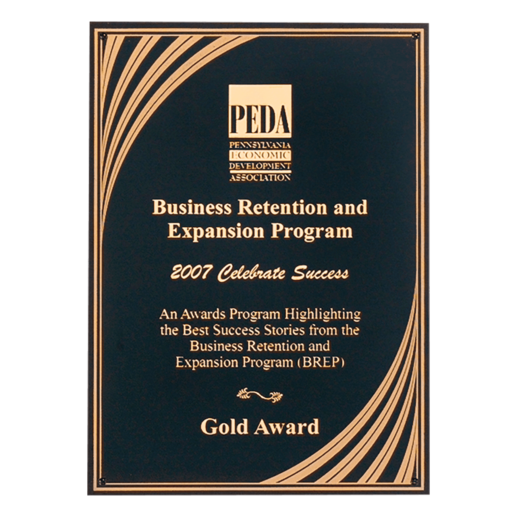 6" x 8" Black Laserable Brass Plate with Cascading Gold Swirl Border and Four Holes