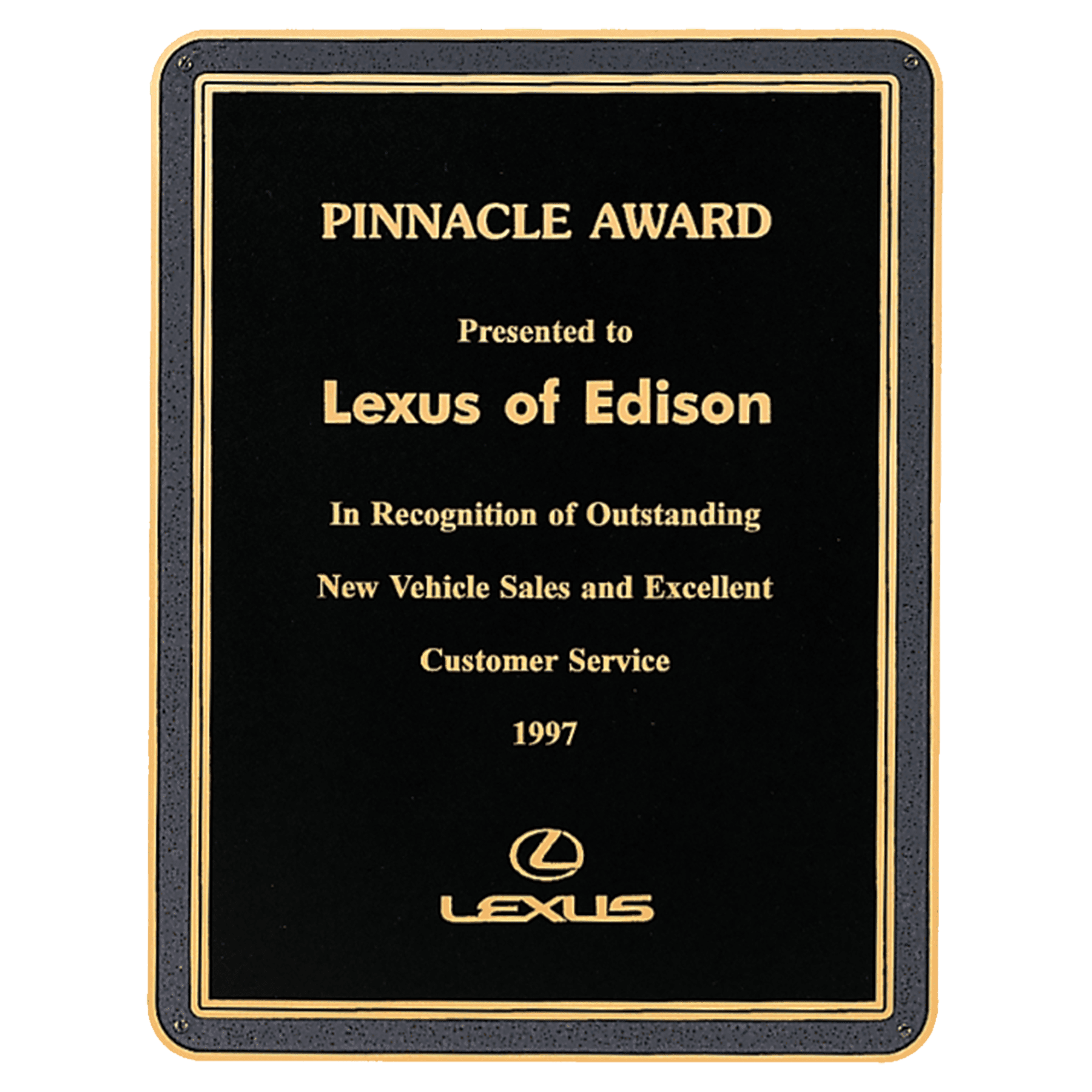 7" x 10" Brass Plated Steel Black Textured Plate with Gold Florentine Border