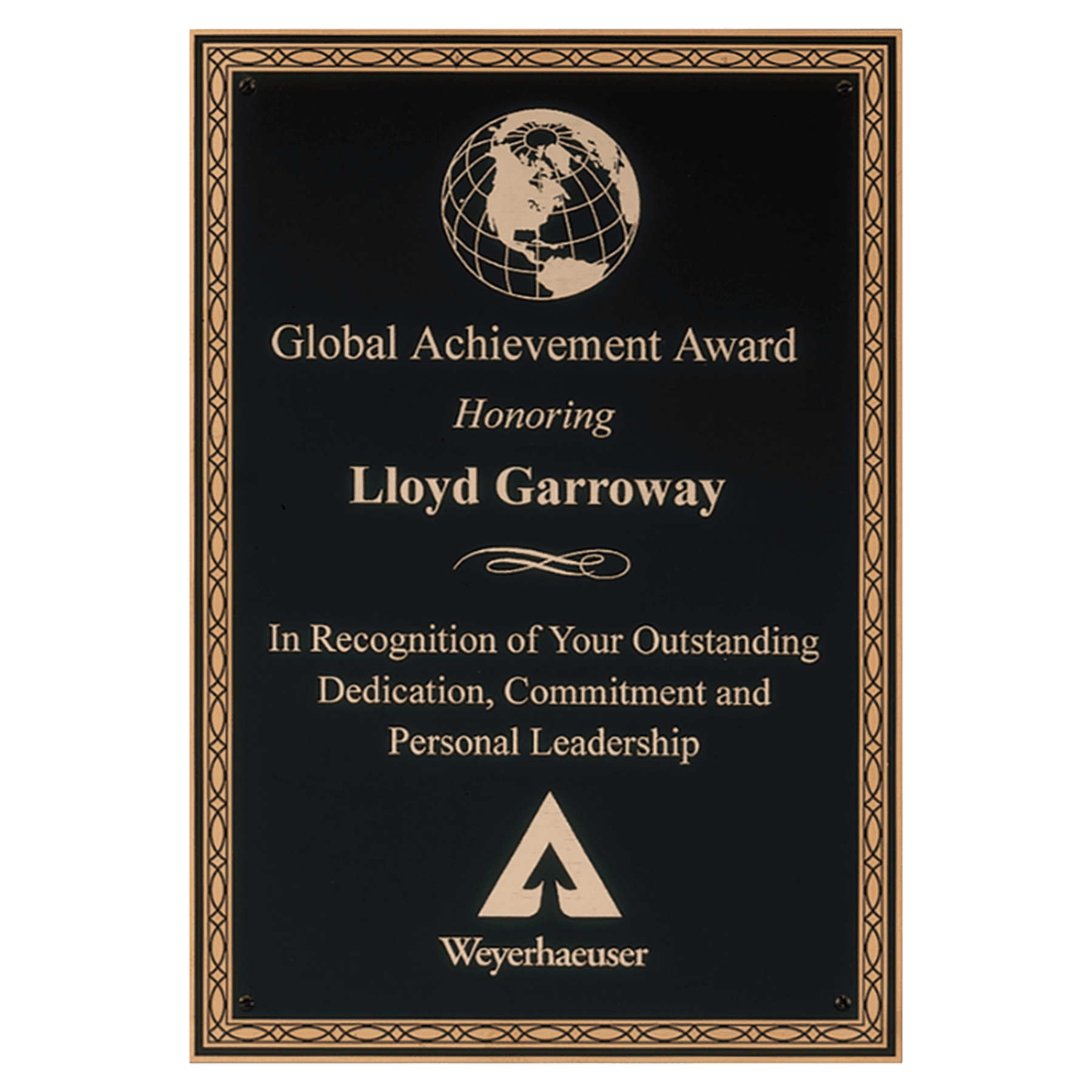 7" x 10" Black Laser Engravable Brass Plate with Gold Braided Border and Four Holes