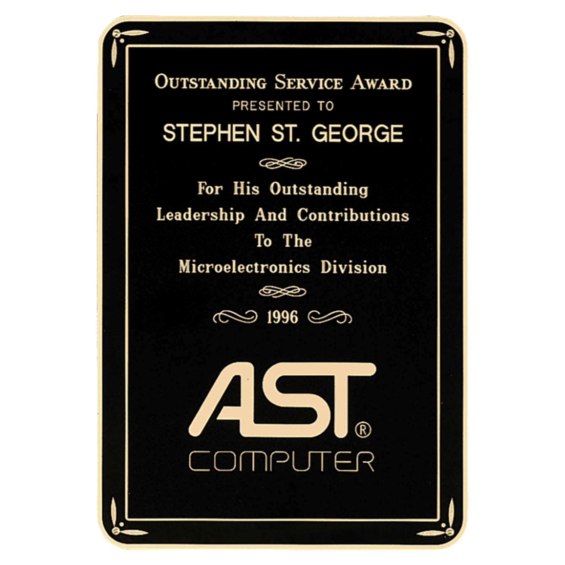 7" x 10" Matte Black Laser Engravable Brass Plated Steel Plate with Gloss Black/Gold Design Border and Four Holes