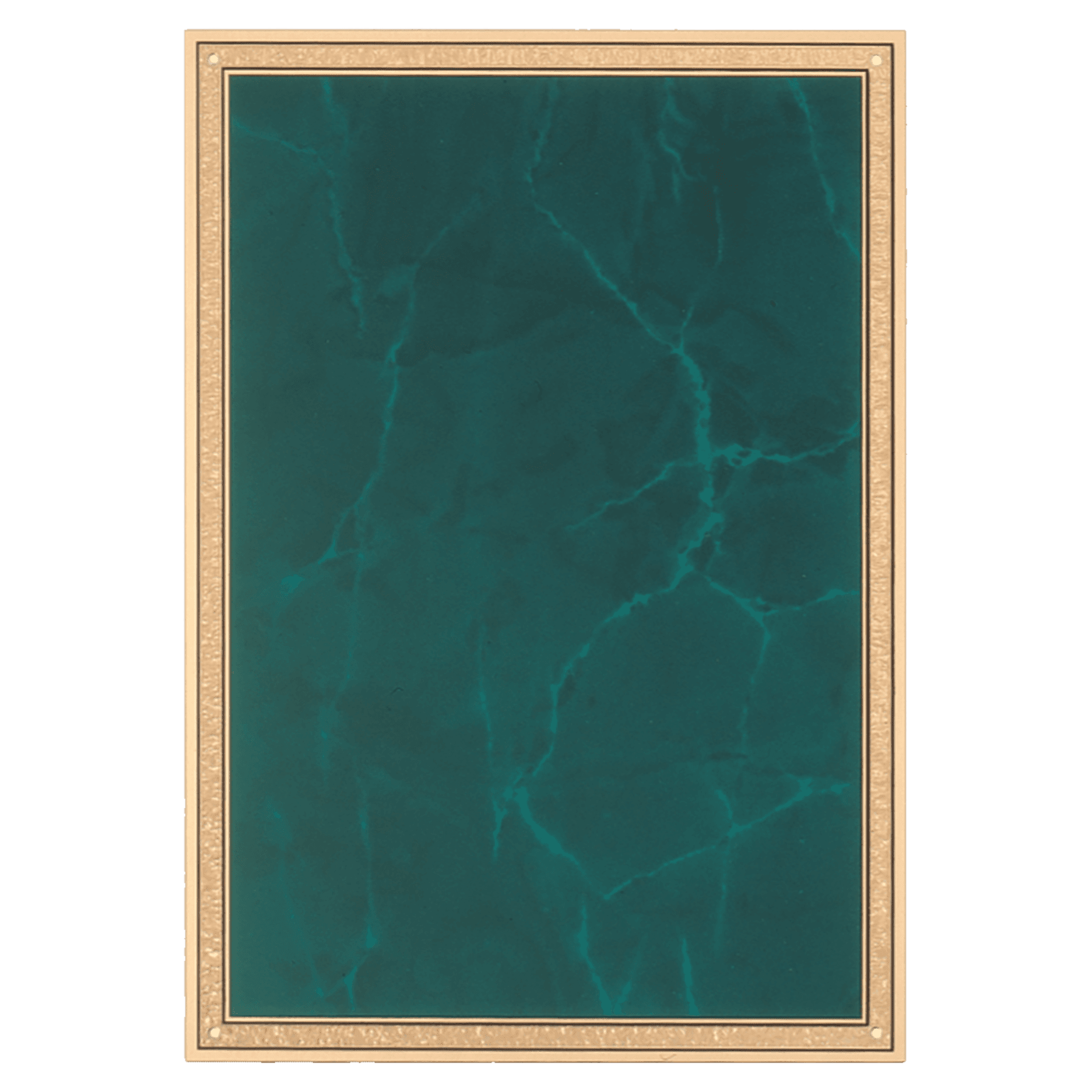 7" x 10" Emerald Marble Brass Plated Steel Plate with Gold Florentine Border and Four Holes