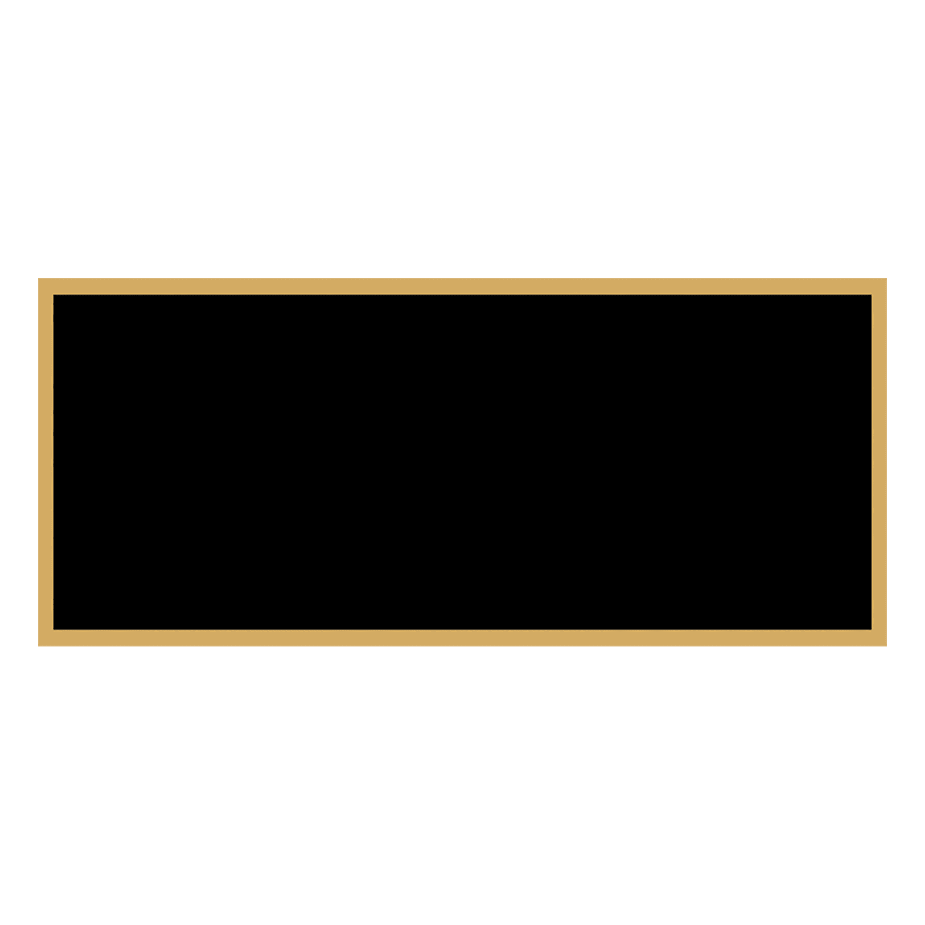 1" x 2 1/4" Black Laserable Brass Plaque Plate with Gold Border